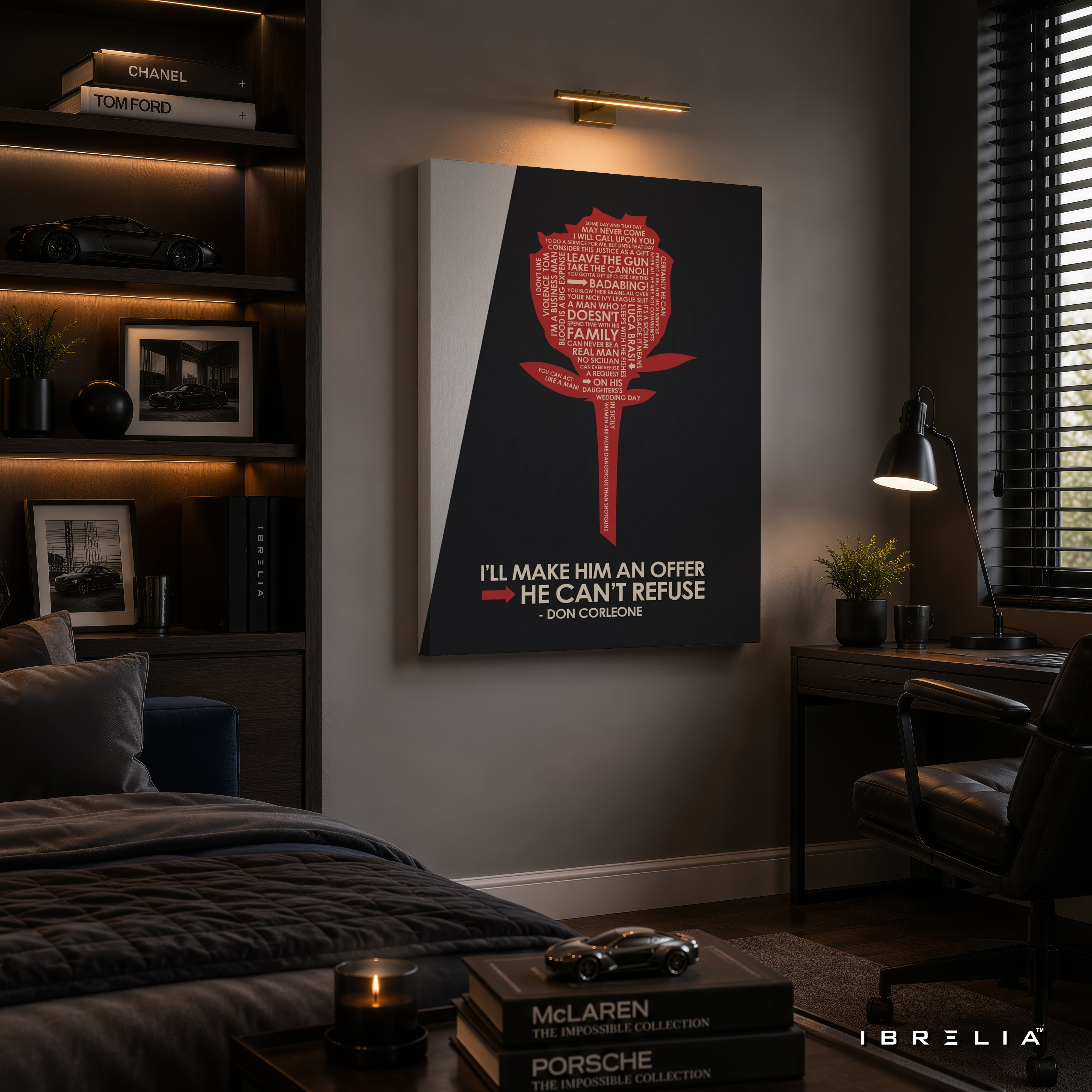 The Godfather Quote Wall Art – Don Corleone "I'll Make Him An Offer He Can't Refuse" Premium Movie Wall Decor | IBRELIA™