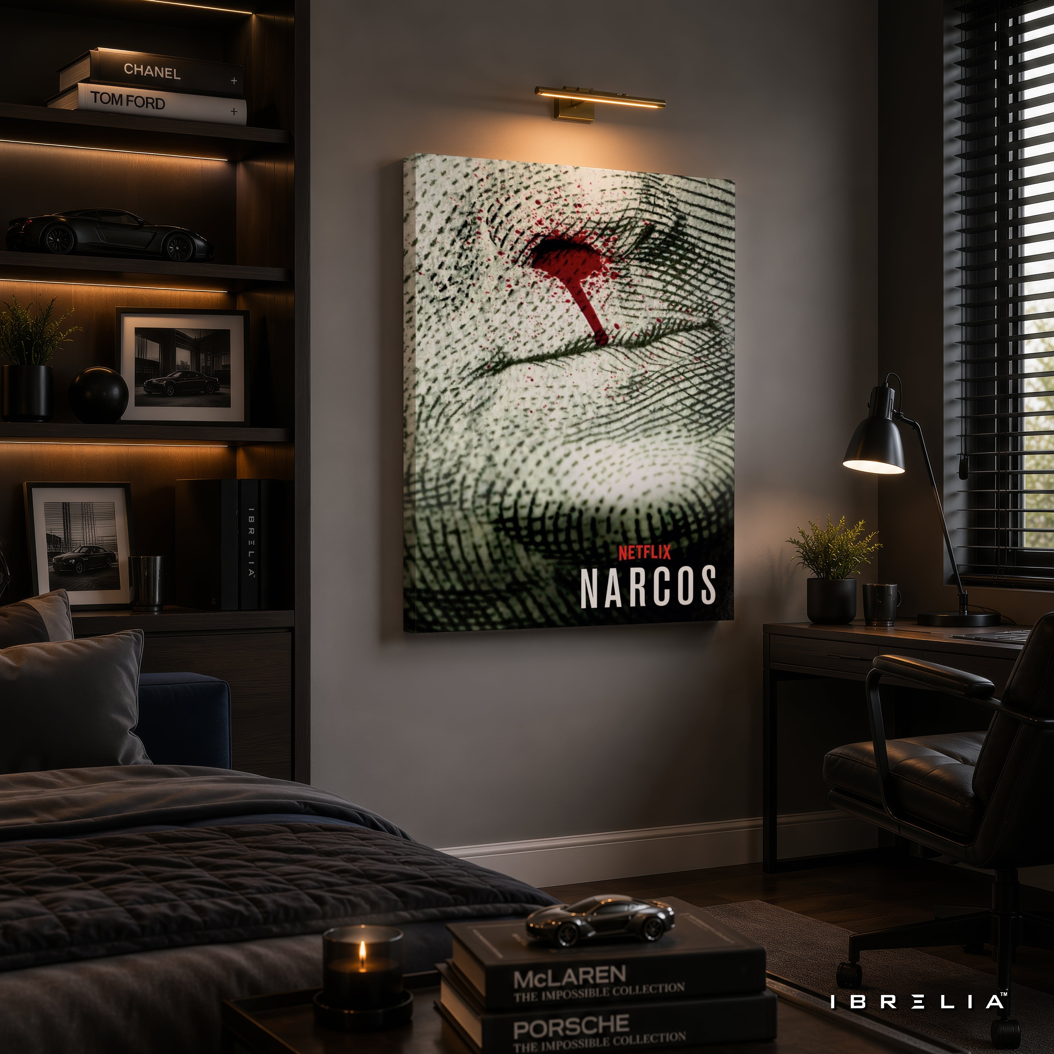 Narcos Fingerprint Premium Wall Art – Netflix Inspired Crime Series 4K Wrapped MDF Frame | IBRELIA™
