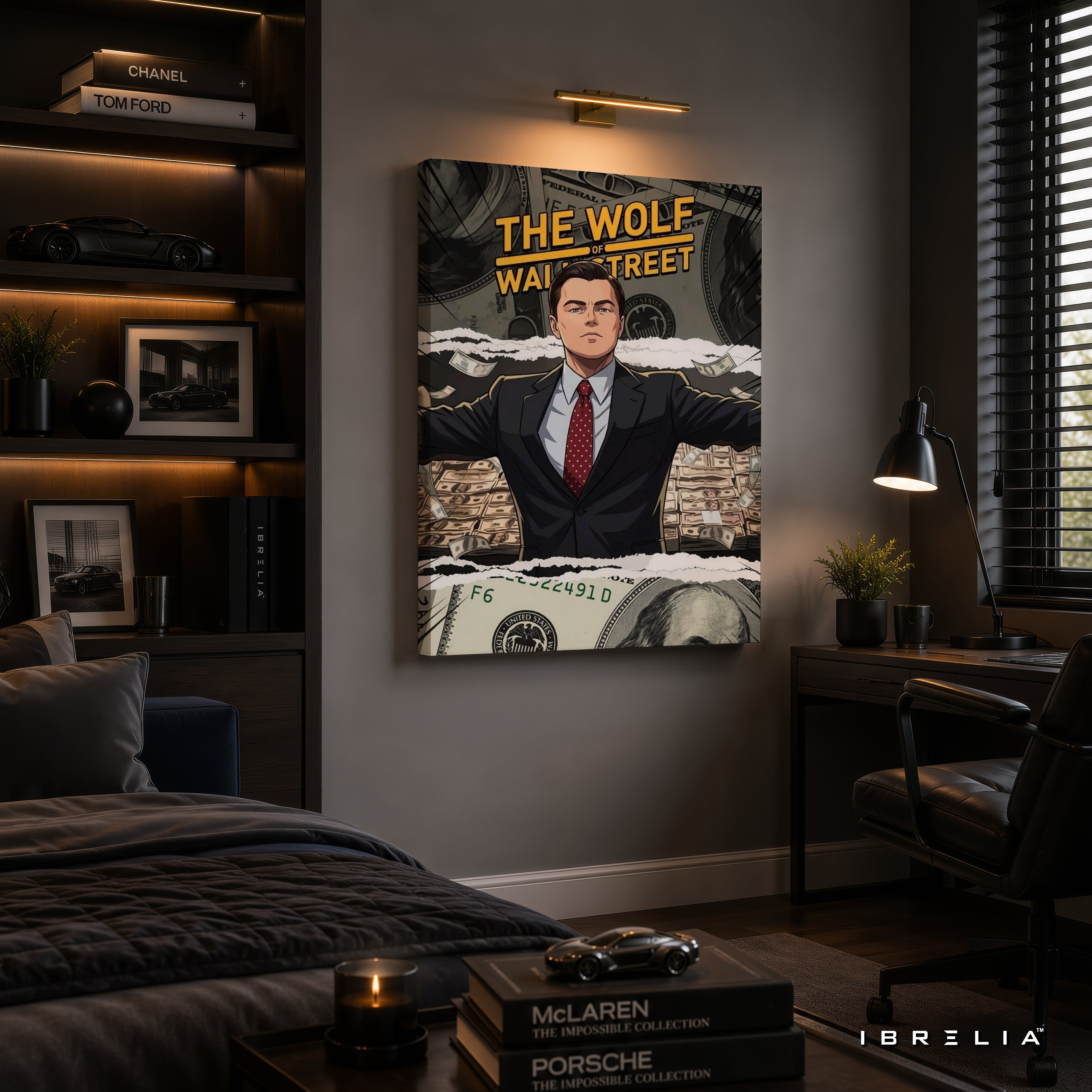The Wolf of Wall Street Jordan Belfort Canvas Wall Art – Premium Money & Success Movie Decor | IBRELIA™