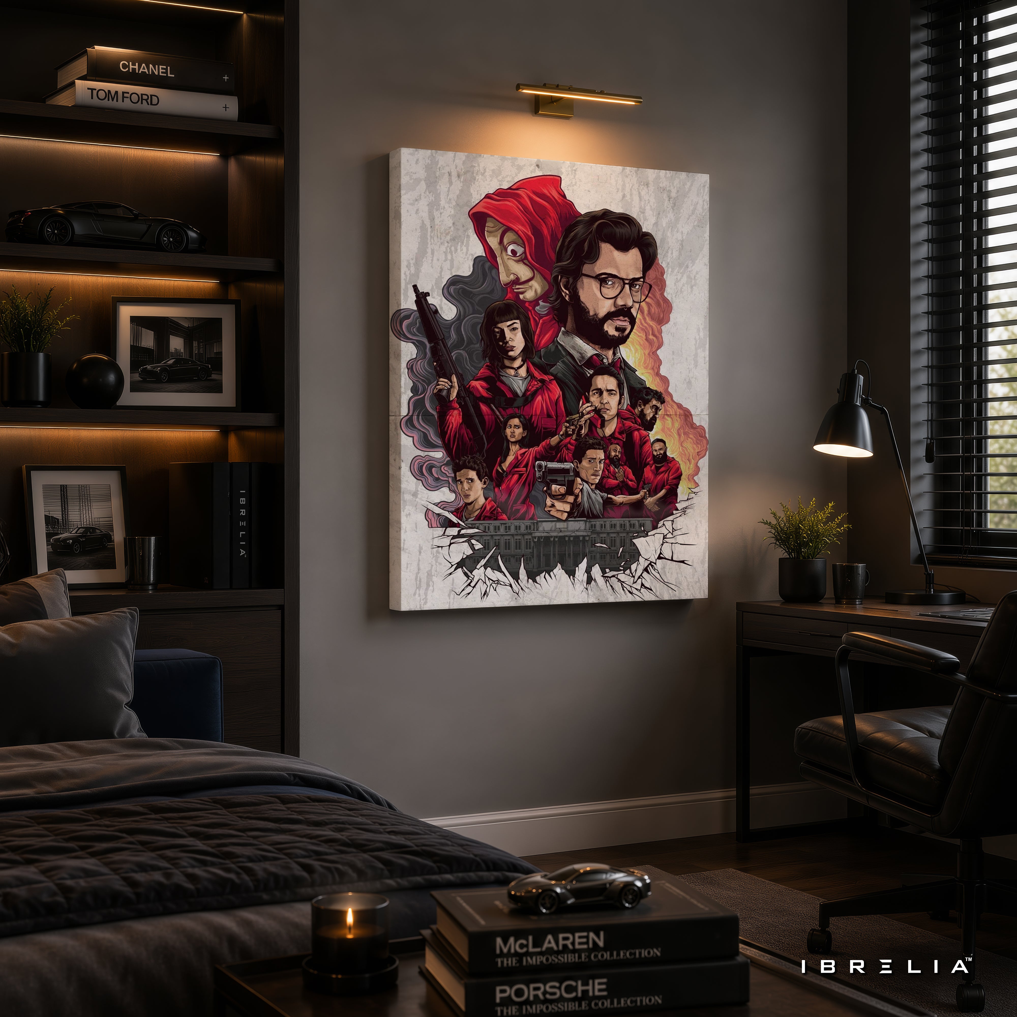 Money Heist Premium Collage Wall Art – La Casa de Papel (The Professor & Crew) 4K Wrapped MDF Frame | IBRELIA™