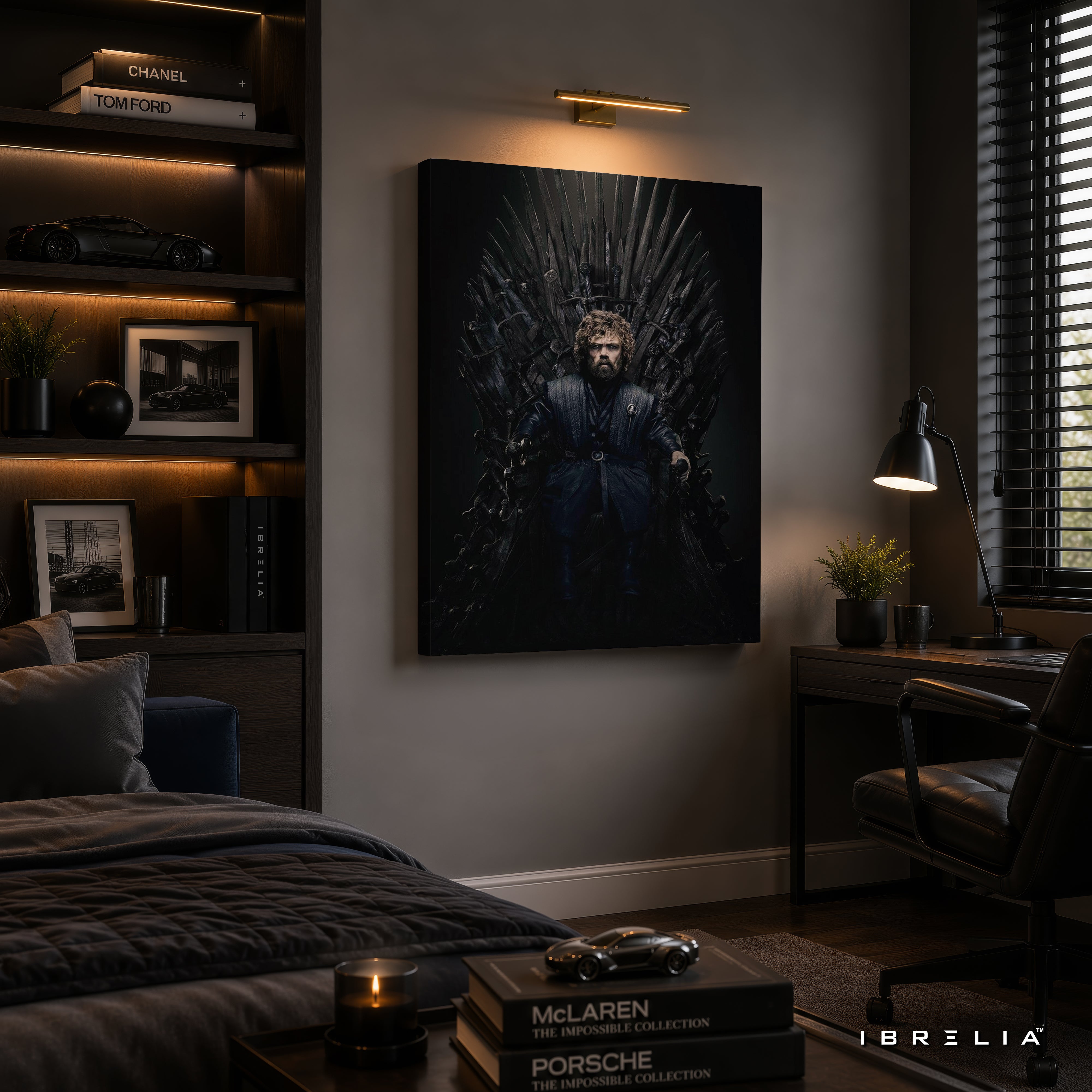 Tyrion Lannister Iron Throne Premium Wall Art – Game of Thrones 4K Wrapped MDF Frame | IBRELIA™