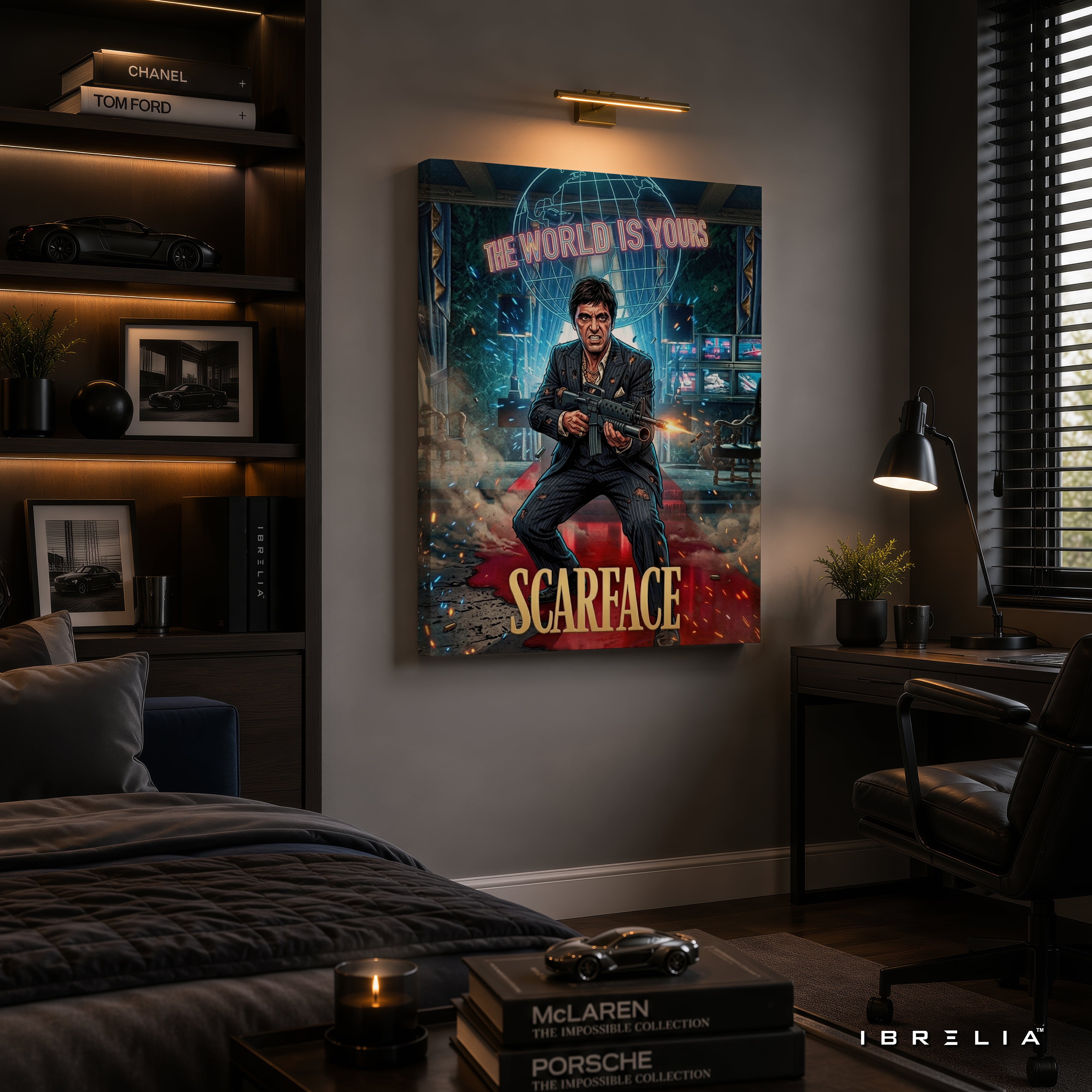 Scarface Movie Wall Art – Tony Montana "The World Is Yours" Action Premium Wrapped MDF Wall Decor | IBRELIA™