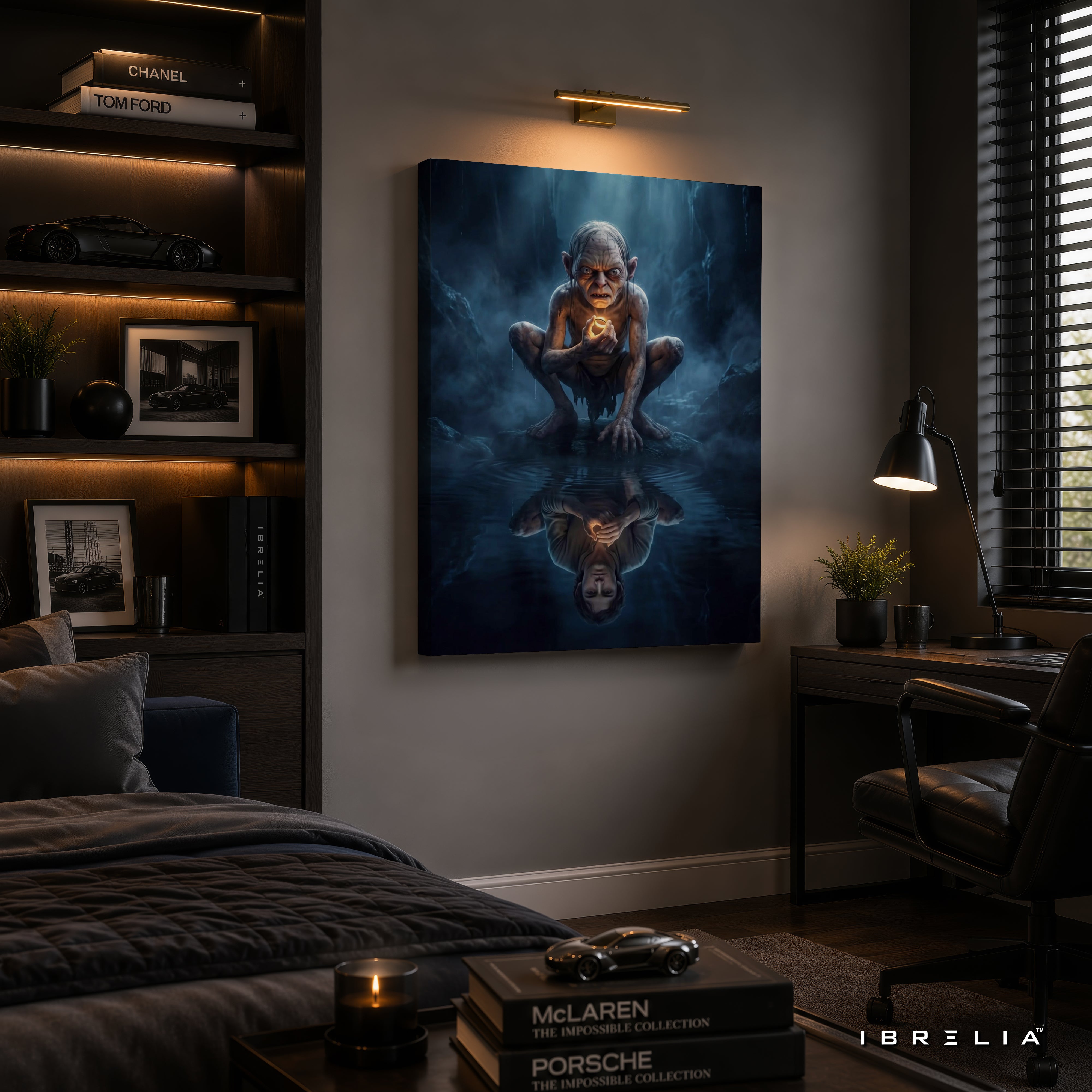 Gollum & The One Ring Premium Canvas Wall Art – Lord of the Rings Fantasy Artwork | Middle-earth Movie Decor | IBRELIA™
