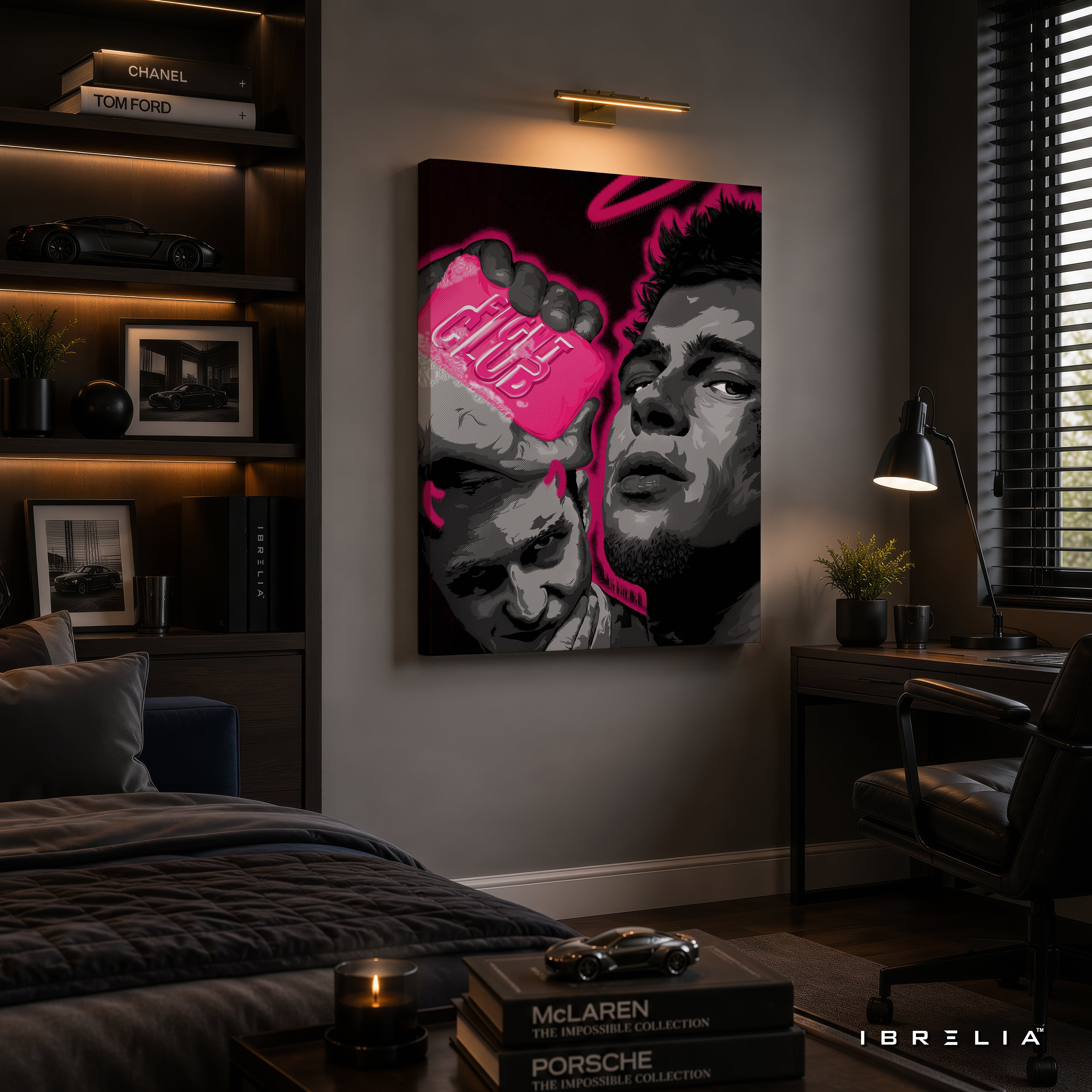 Fight Club Pink Soap Premium Canvas Wall Art – Tyler Durden & The Narrator Movie Artwork | Cult Classic Canvas Decor | IBRELIA™