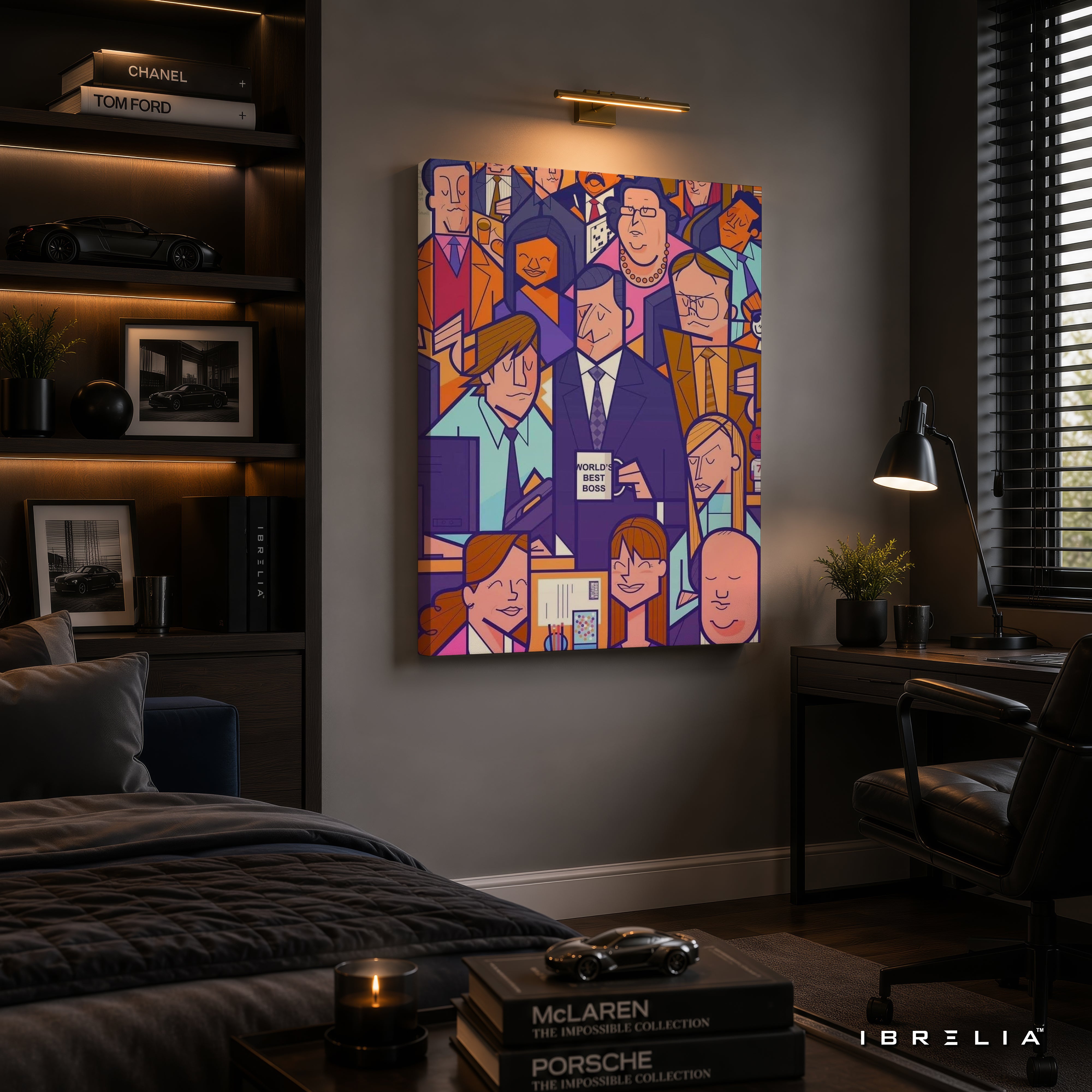 The Office Geometric Character Wall Art – Modern Abstract Dunder Mifflin Art 4K Wrapped MDF Frame | IBRELIA™