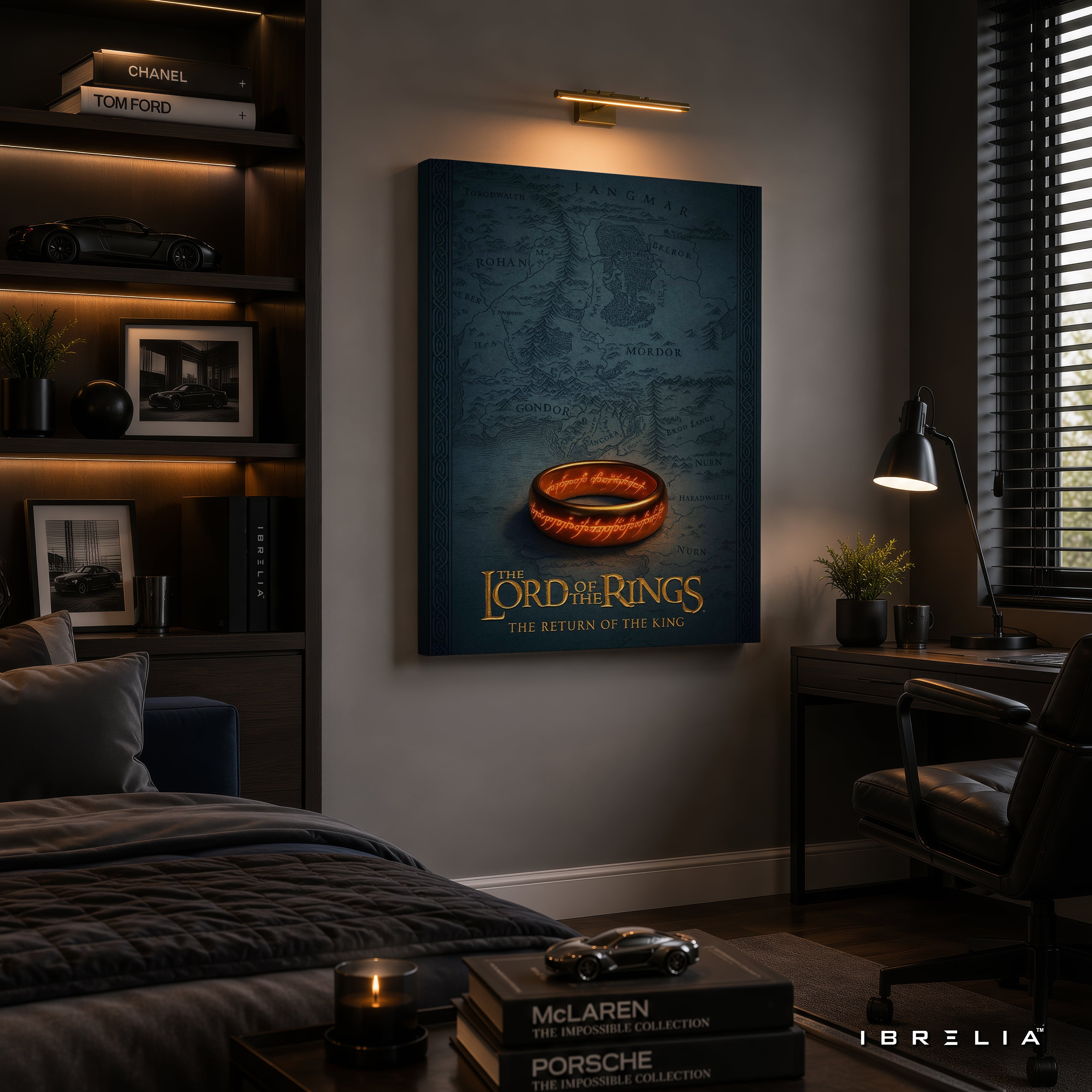 The Lord of the Rings One Ring Premium Canvas Wall Art – Return of the King Middle-earth Map Artwork | Fantasy Movie Decor | IBRELIA™