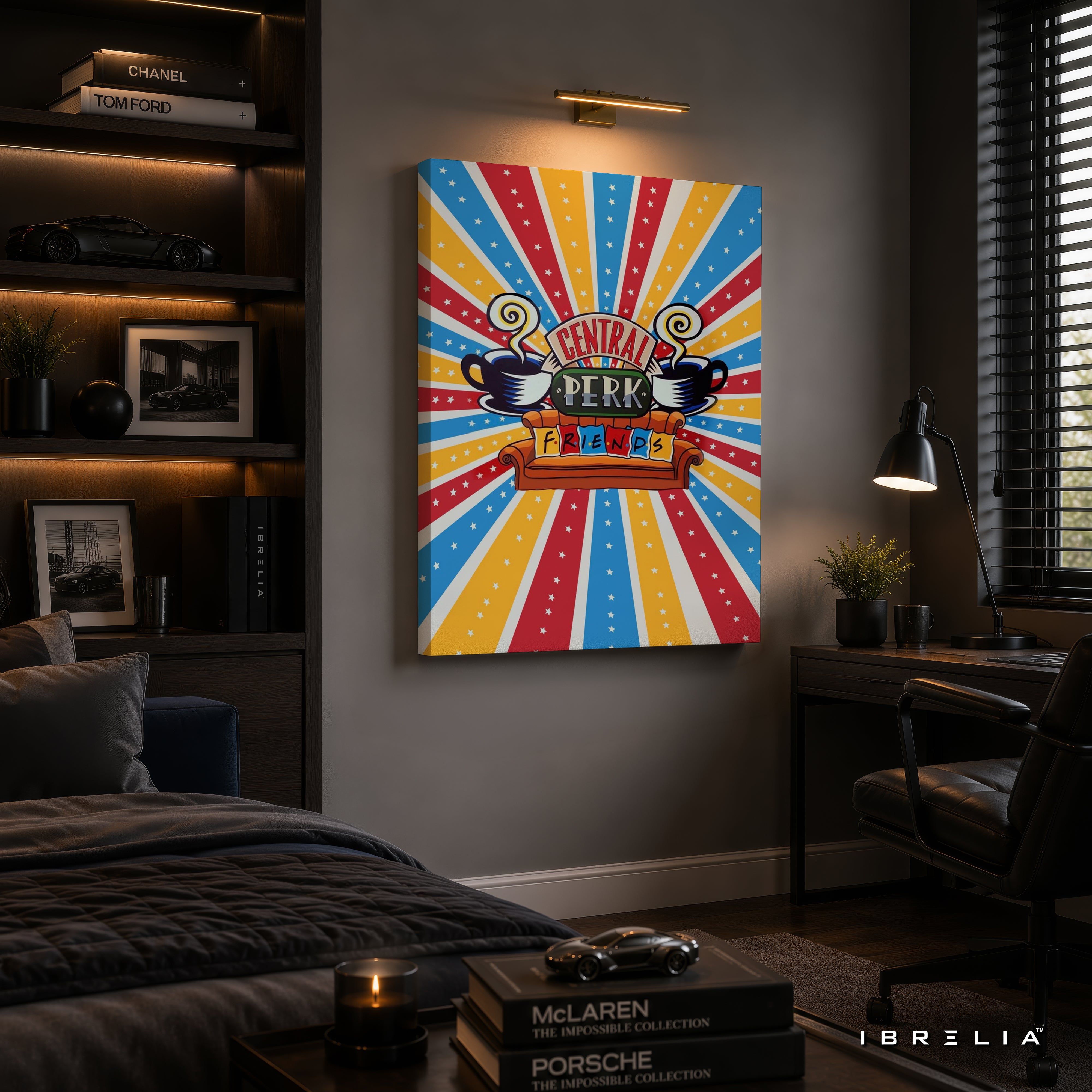 Central Perk Friends Canvas Wall Art – Colorful Retro Friends Coffee Shop Canvas Print | Sitcom Wall Decor | IBRELIA™