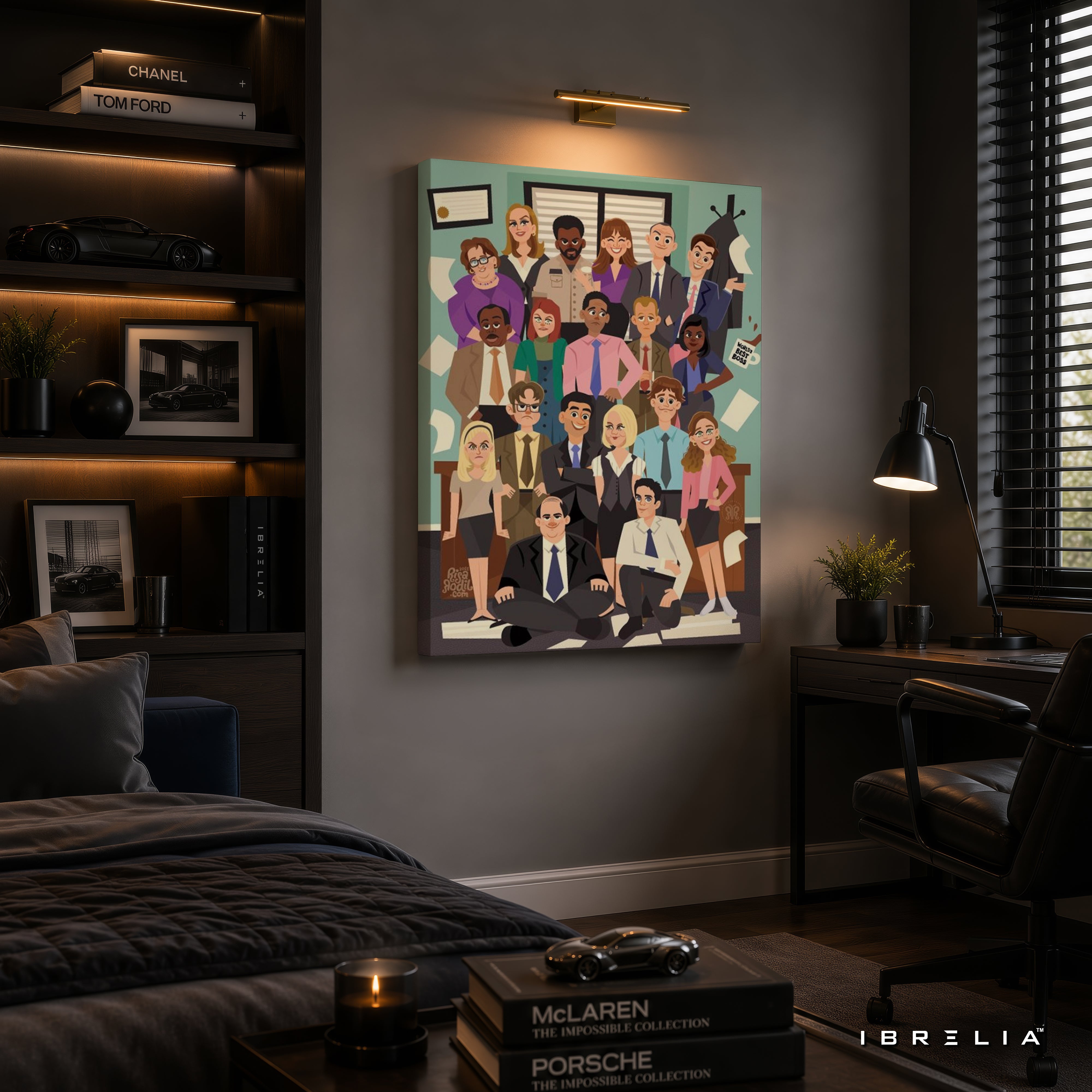 The Office Cartoon Cast Premium Wall Art – Dunder Mifflin Illustrated Character Collection 4K Wrapped MDF Frame | IBRELIA™