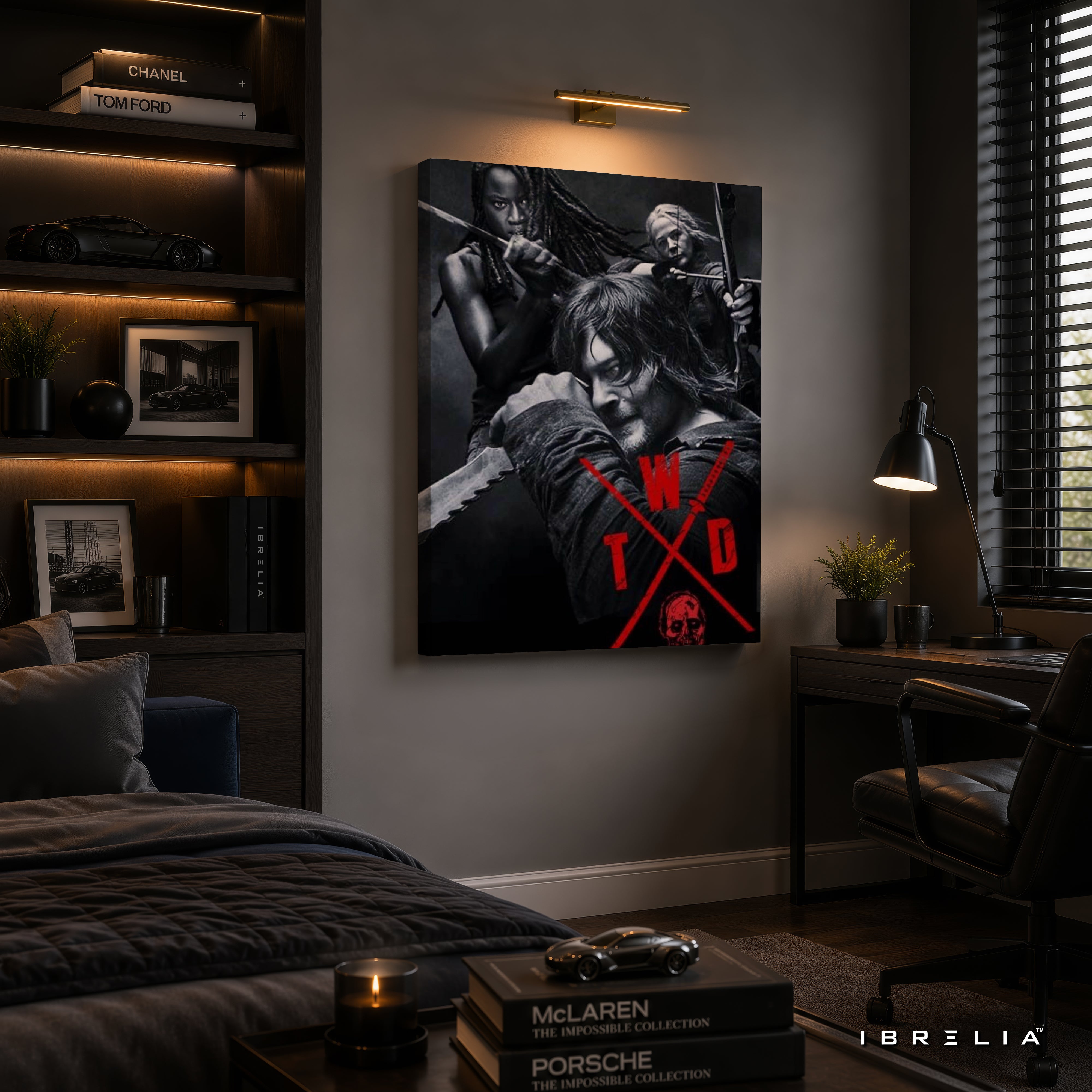 The Walking Dead Premium Wall Art – Daryl Dixon, Michonne & Carol 4K Wrapped MDF Frame | IBRELIA™