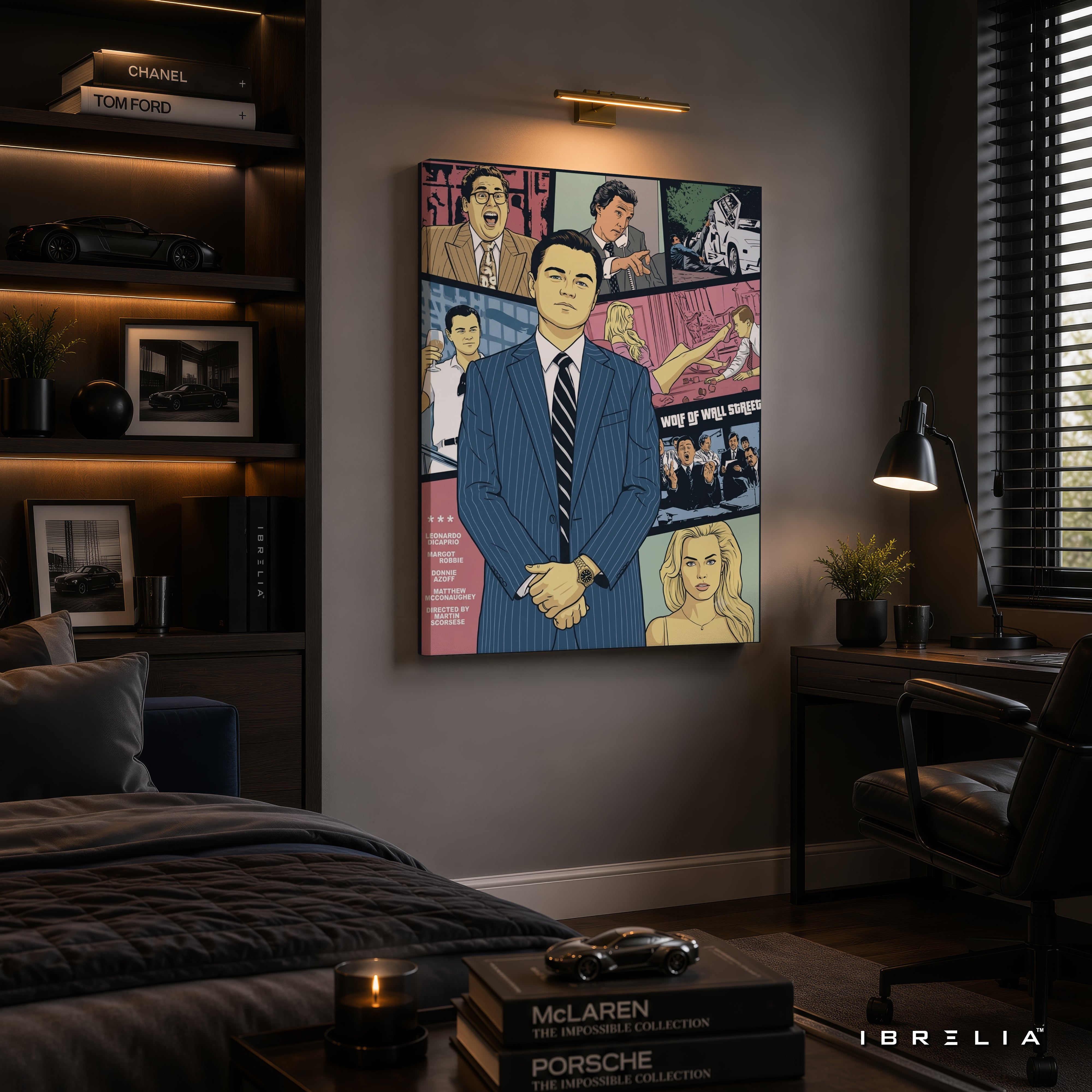 The Wolf of Wall Street Vintage Comic Poster Premium Canvas Wall Art – Jordan Belfort Movie Decor | IBRELIA™