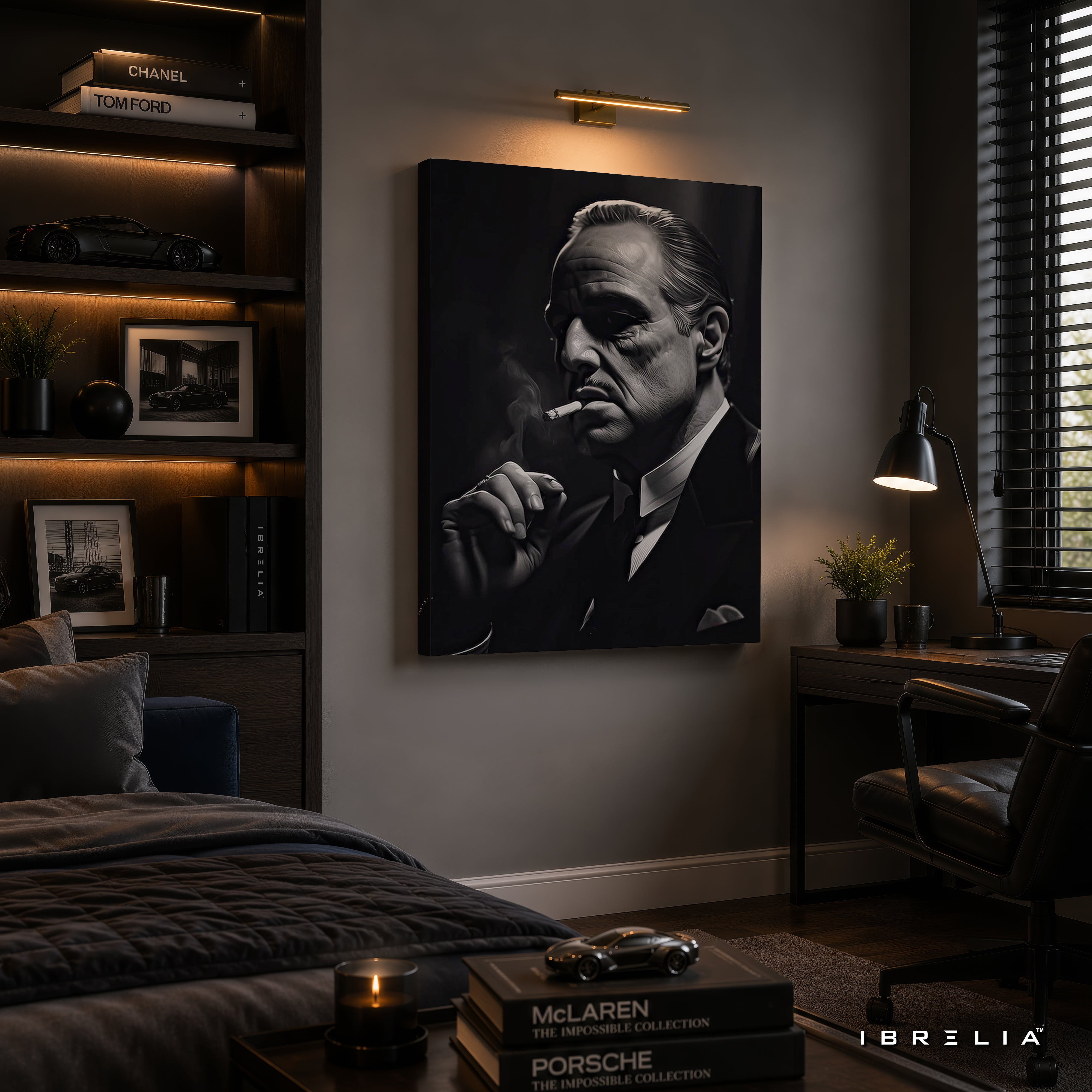 The Godfather Black & White Wall Art – Don Vito Corleone Premium Movie Wall Decor | IBRELIA™