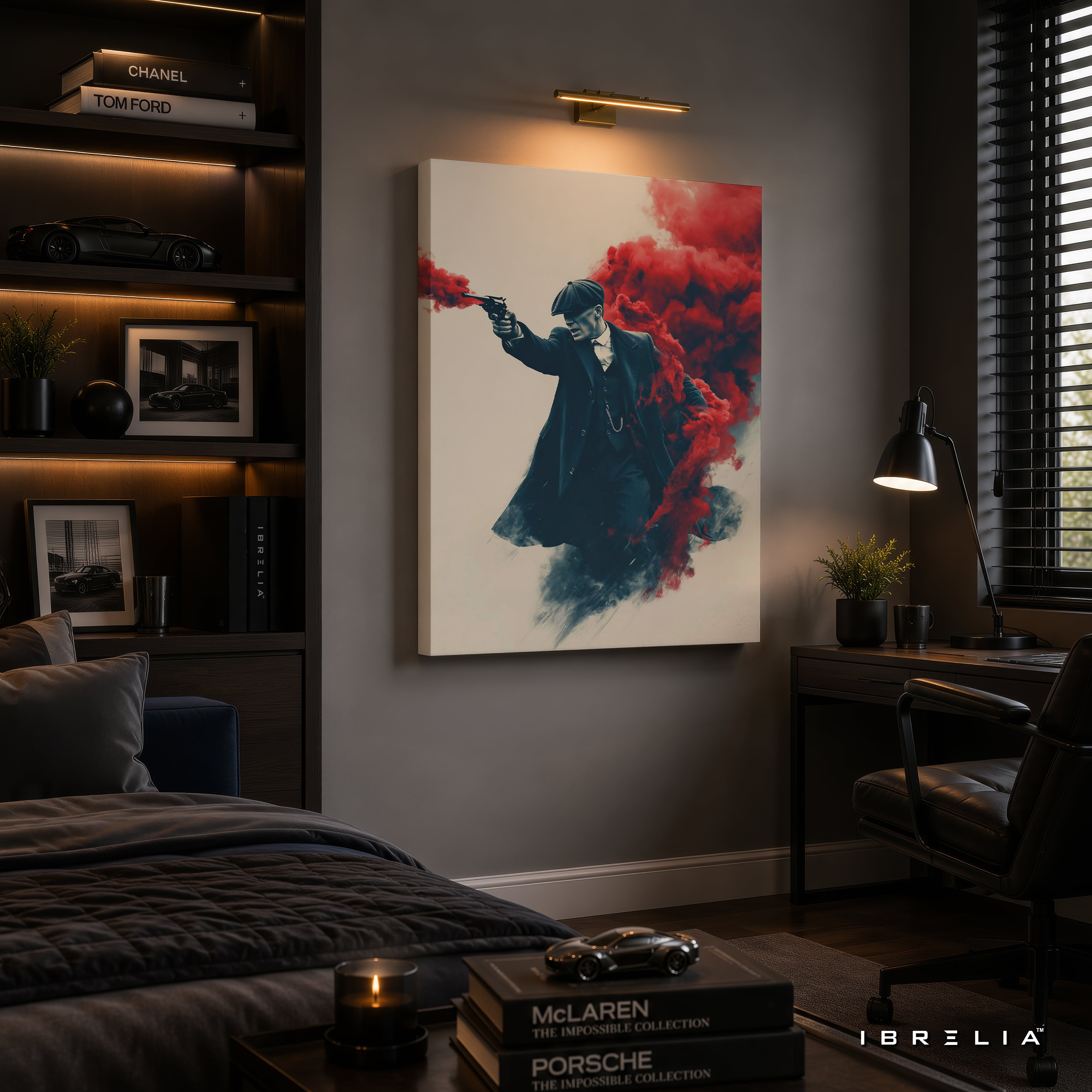 Thomas Shelby Smoke Gun Premium Wall Art – Peaky Blinders 4K Wrapped MDF Frame | IBRELIA™