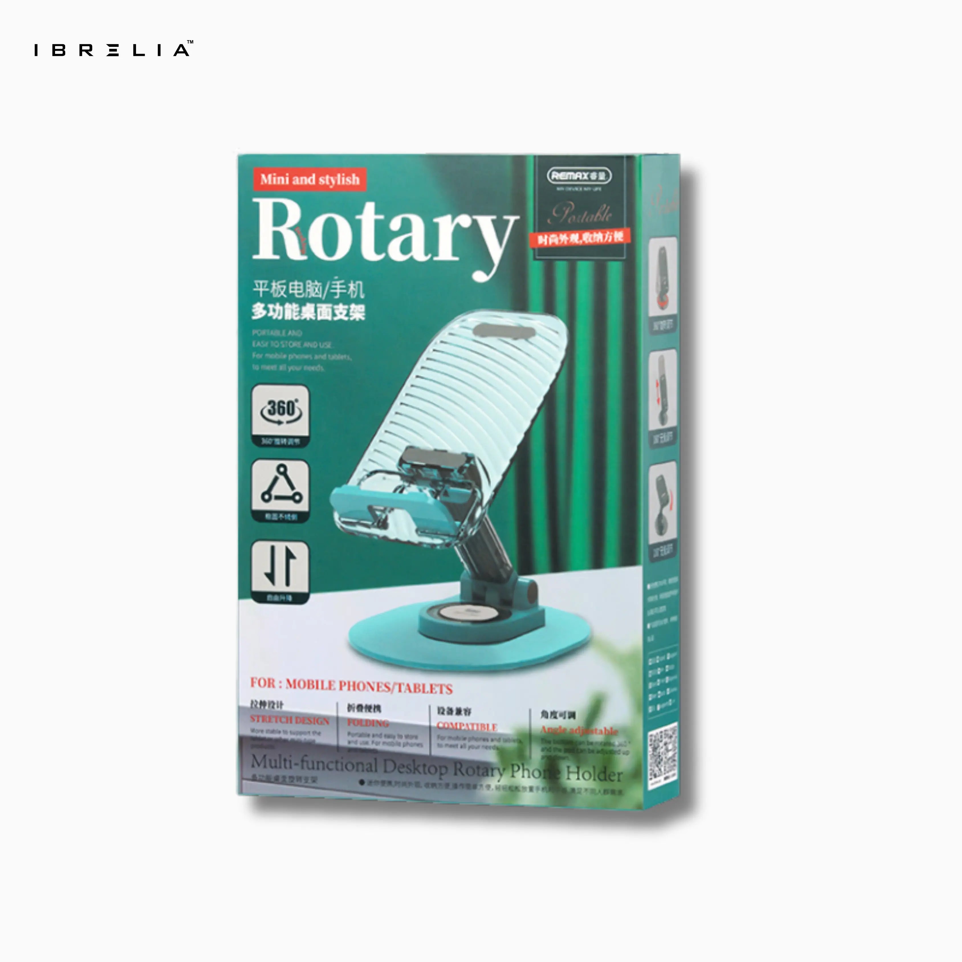 Remax RM-C32 Monbye Series Multifunctional Desktop Rotary Holder | 360° Adjustable Phone & Tablet Stand | IBRELIA™ IBRELIA