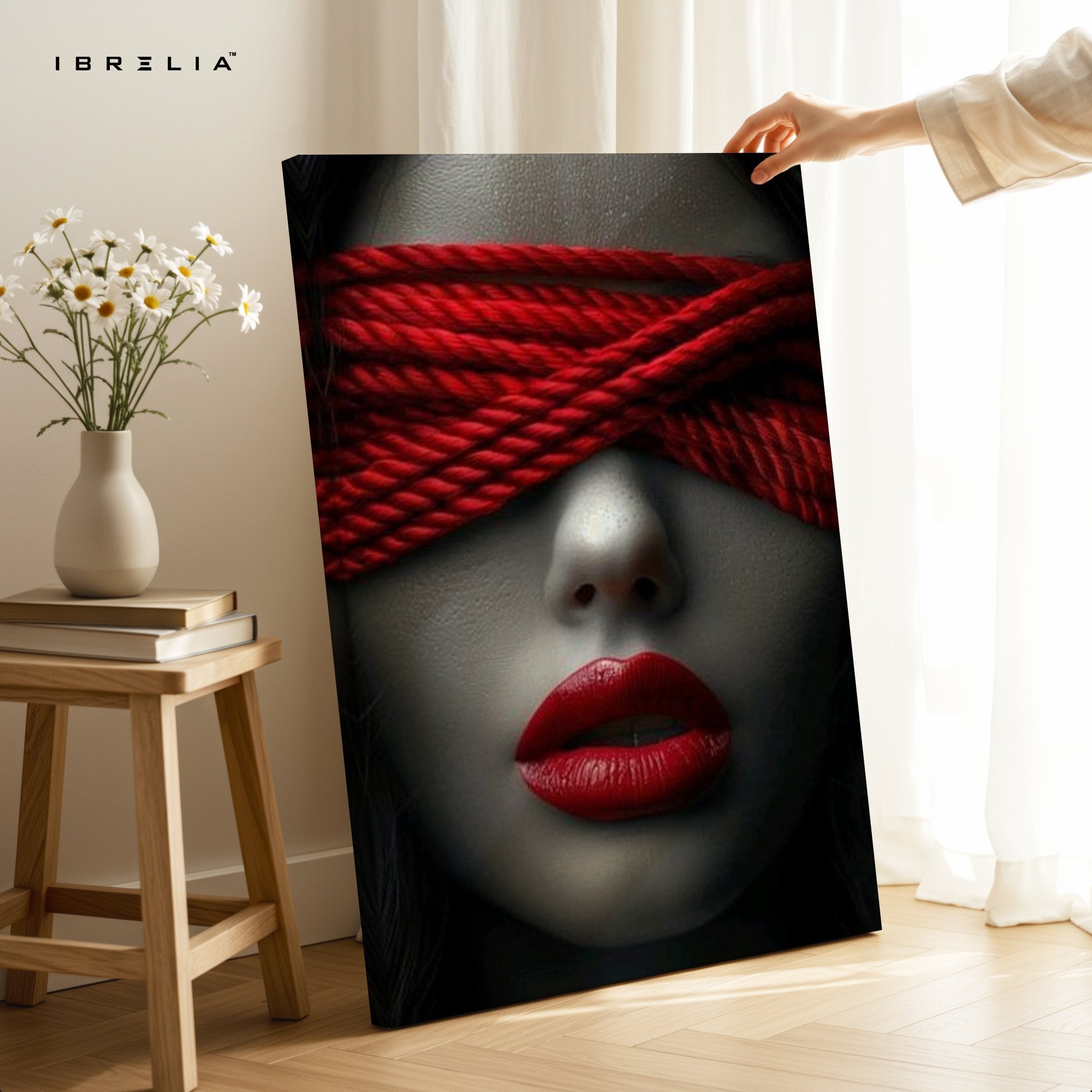 Red Blindfold Wall Frame | 4K Ultra Wrap Frame Wall Art in Pakistan | IBRELIA™ - IBRELIA