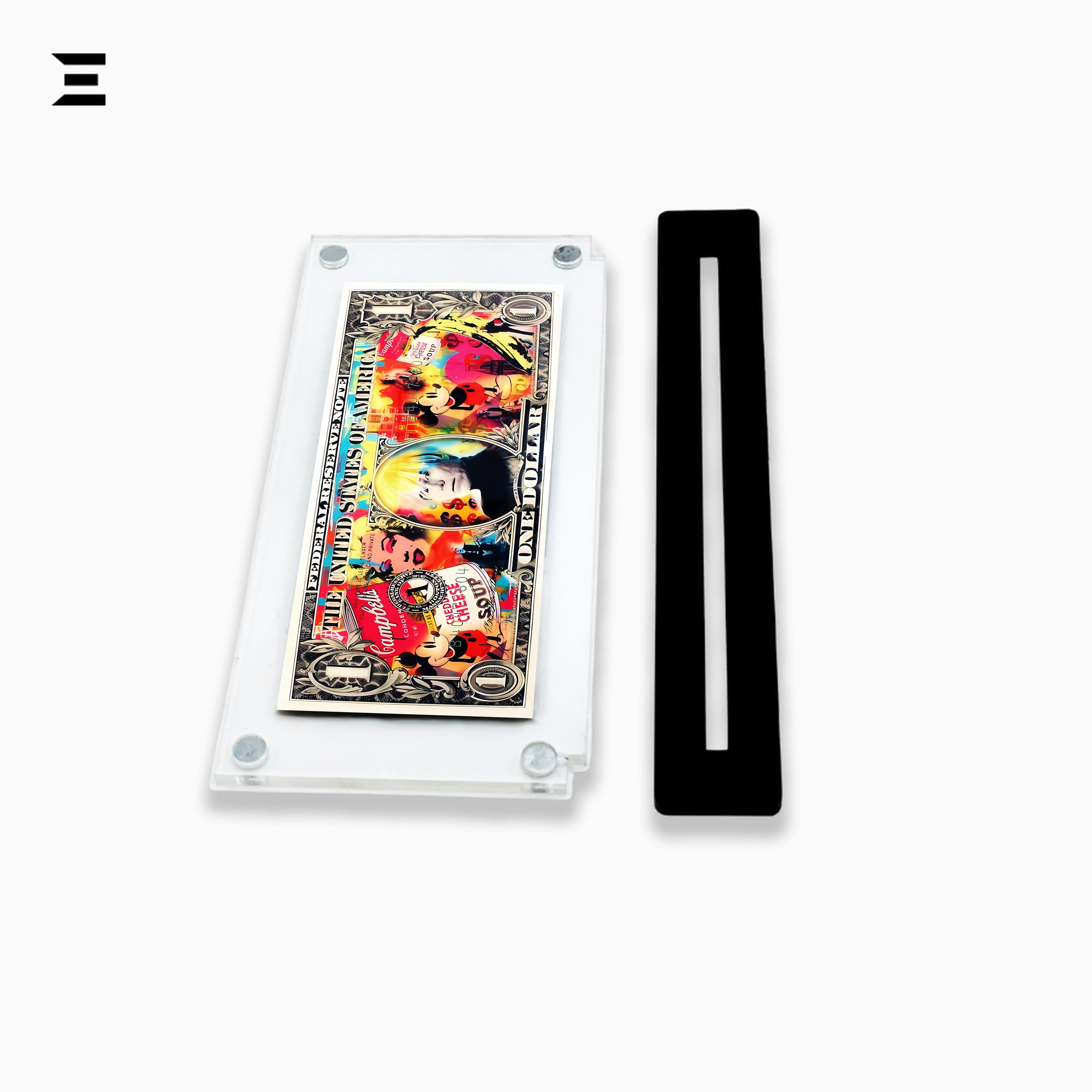 Premium Magnetic Acrylic Frame with Black Base – Andy Warhol, Marilyn Monroe & Mickey Mouse IBRELIA