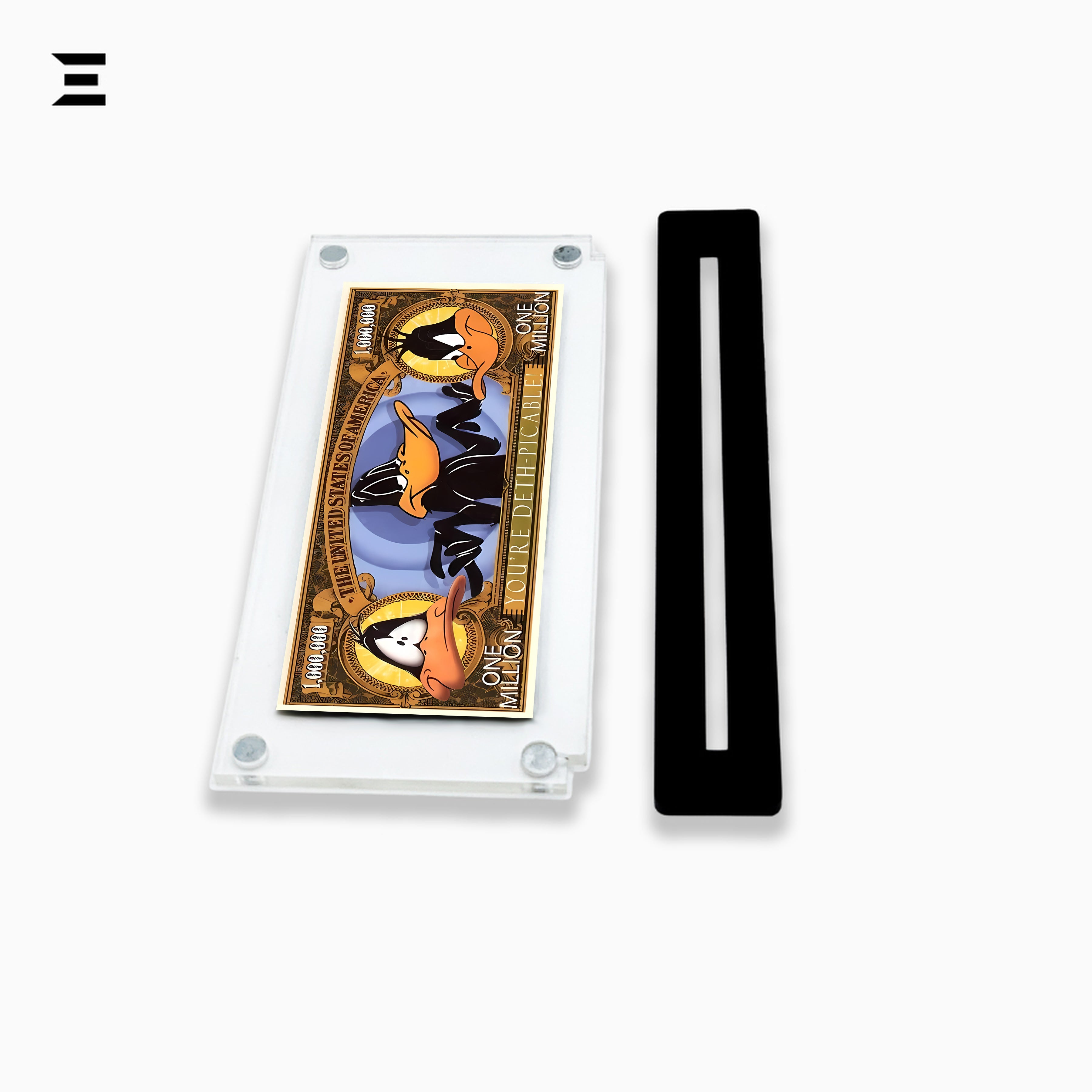 Premium Magnetic Acrylic Frame with Black Base – Daffy Duck “You’re Deth-picable” Million Dollar Pop Art IBRELIA