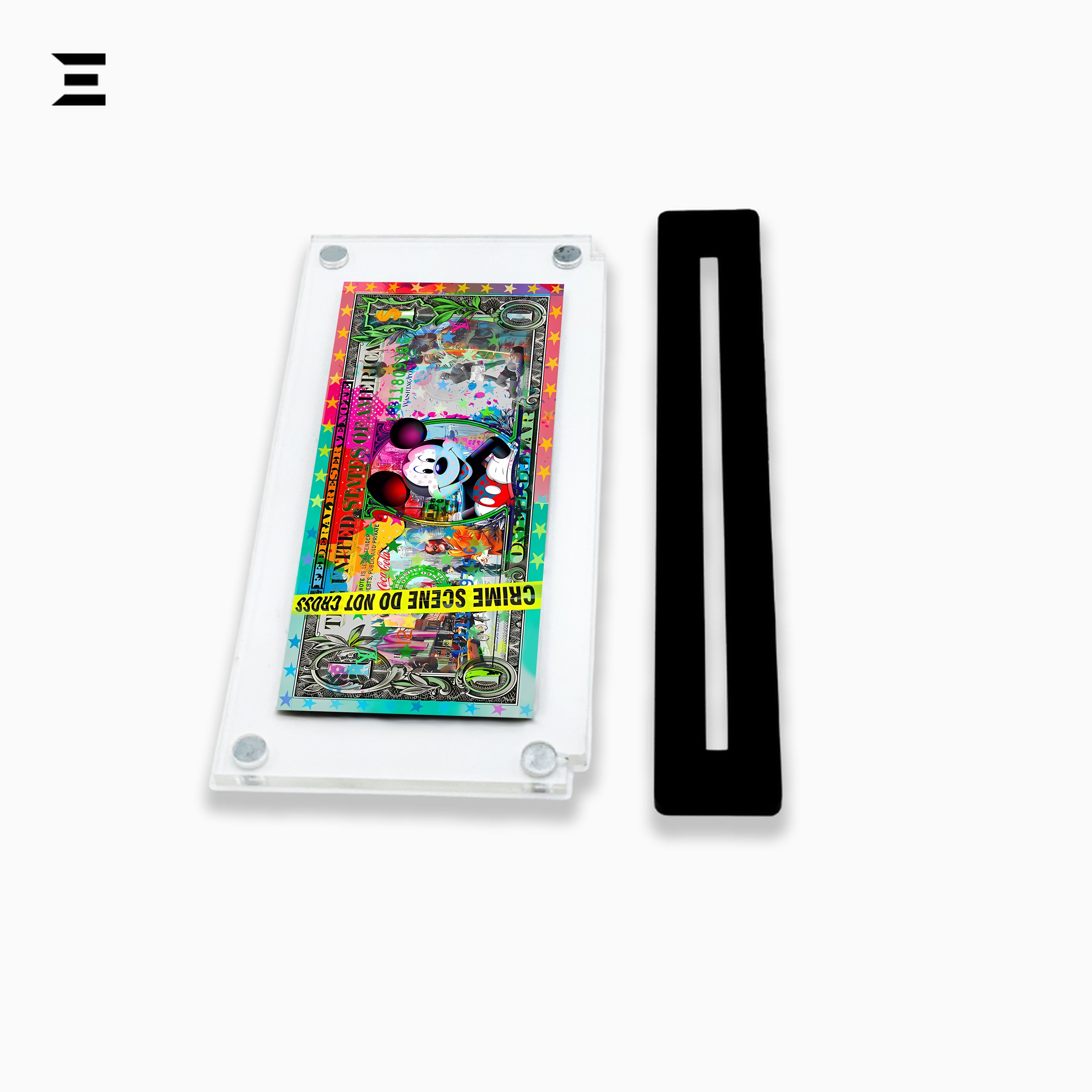 Premium Magnetic Acrylic Frame with Black Base – Mickey Mouse Graffiti $1 Pop Art Dollar IBRELIA