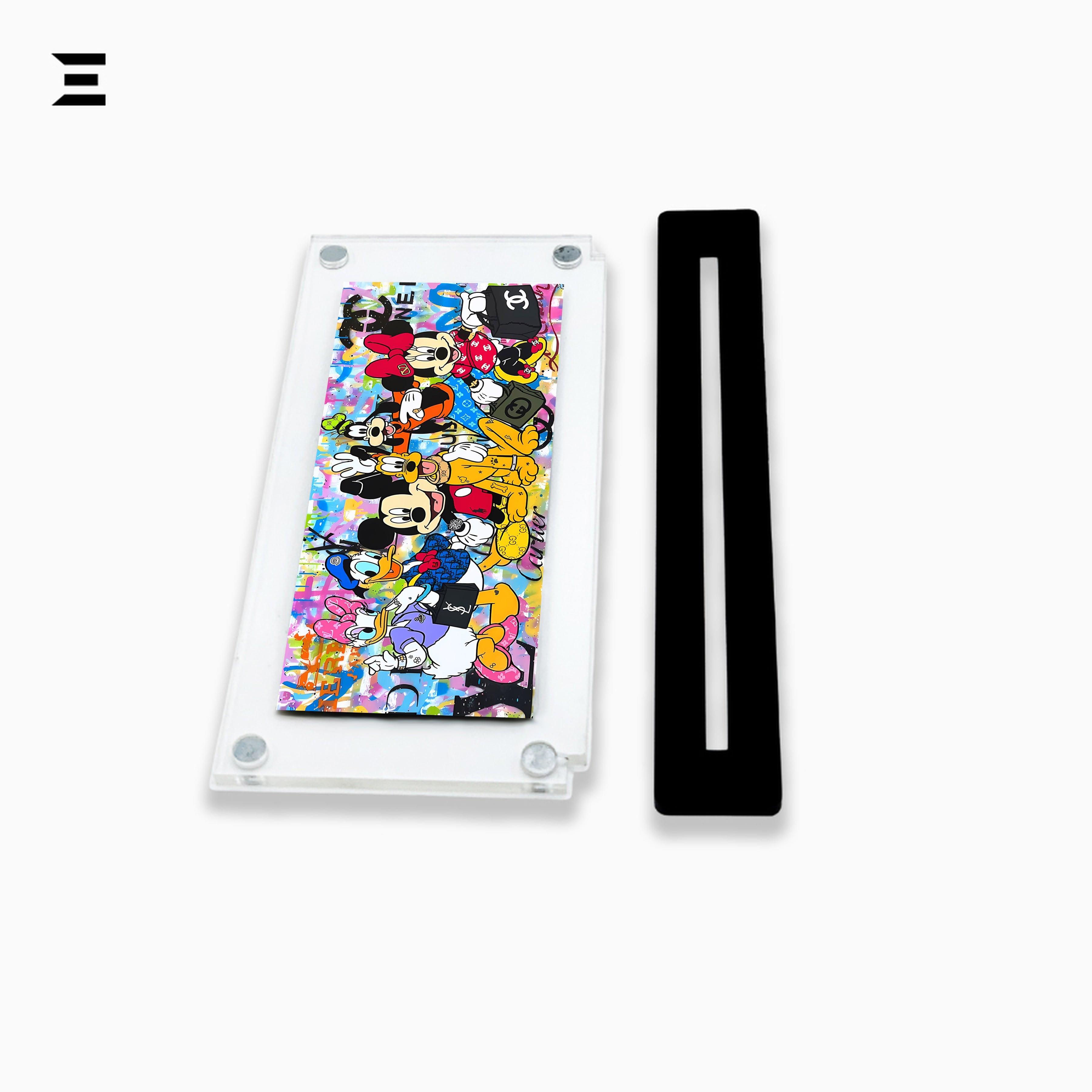 Premium Magnetic Acrylic Frame with Black Base – Mickey, Minnie, Donald, Daisy, Goofy & Pluto Pop Art IBRELIA