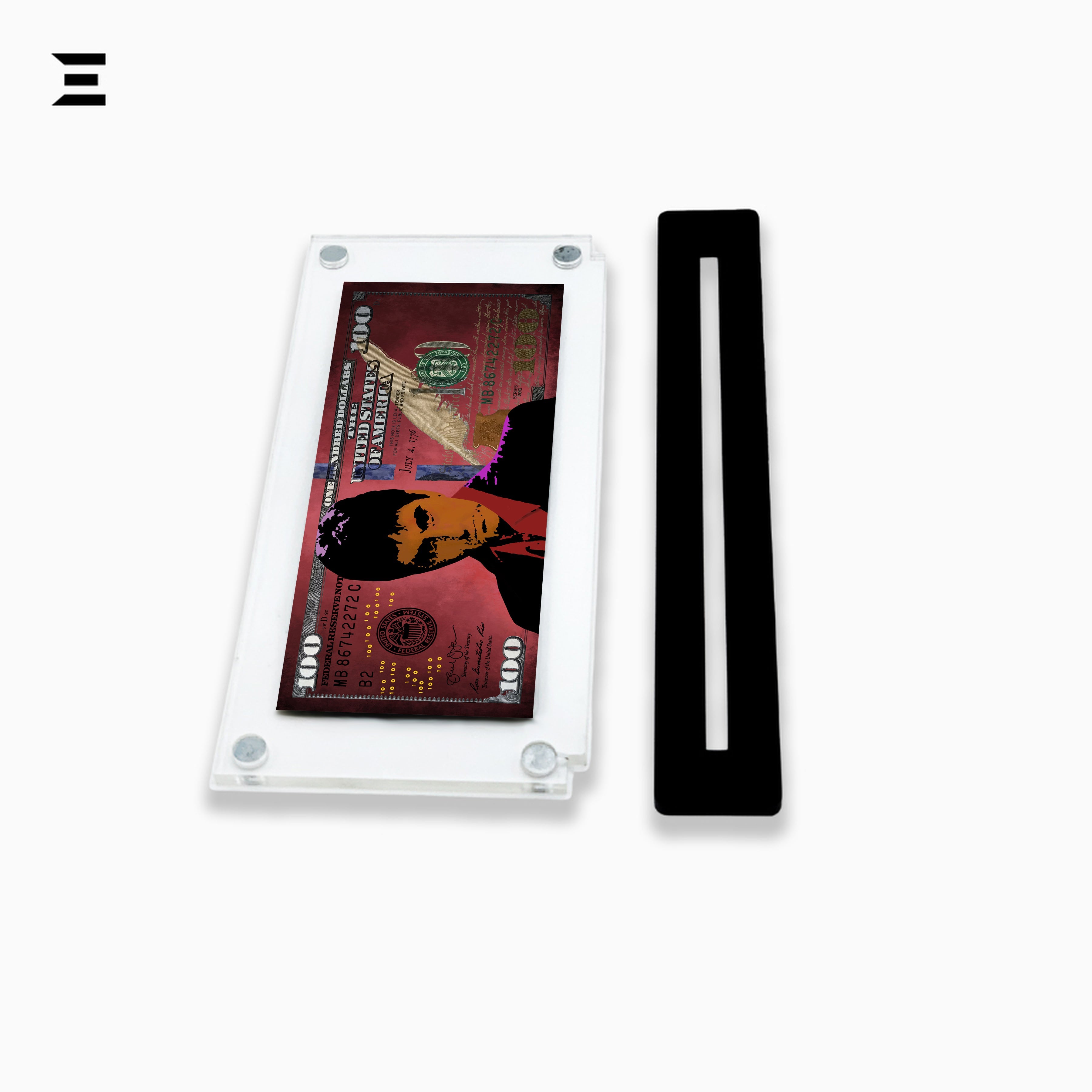 Premium Magnetic Acrylic Frame with Black Base – Scarface $100 Bill Edition IBRELIA