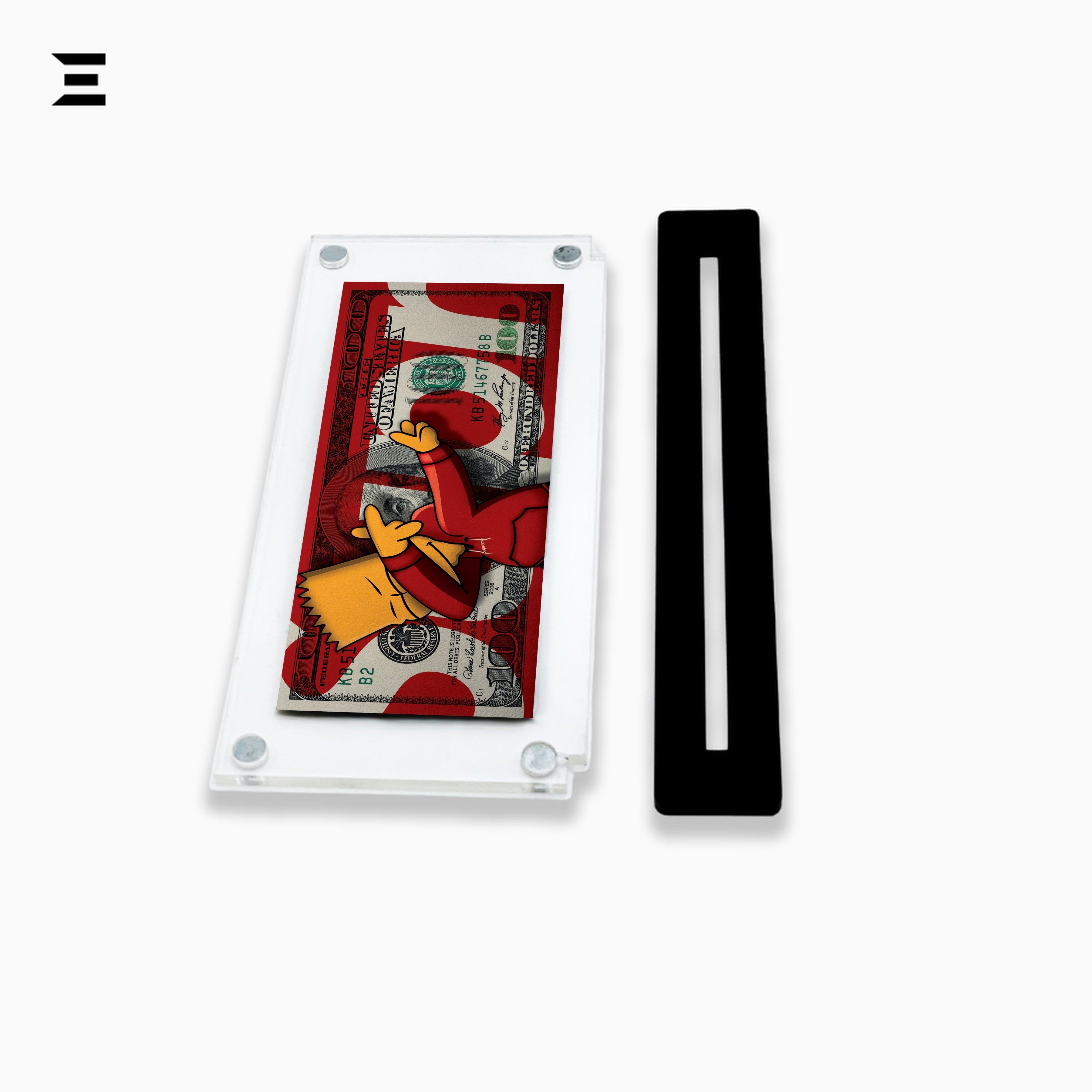 Premium Magnetic Acrylic Frame with Black Base – Bart Simpson Dabbing $100 Pop Art IBRELIA