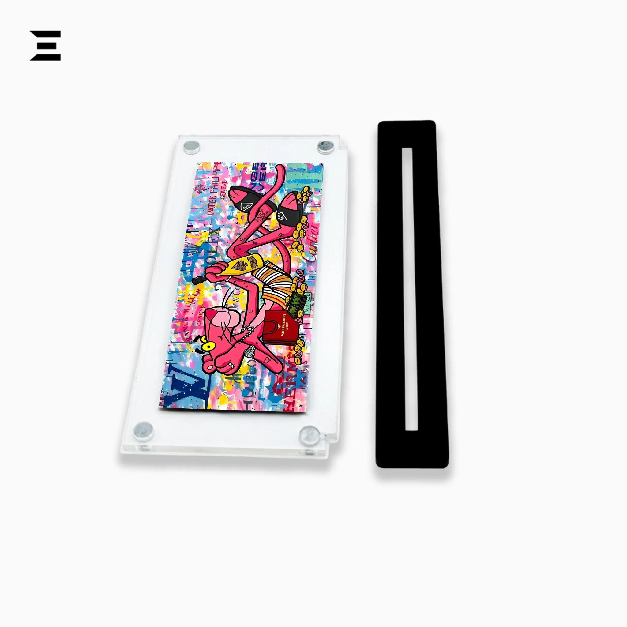 Premium Magnetic Acrylic Frame with Black Base – Pink Panther Luxury Graffiti Pop Art - IBRELIA
