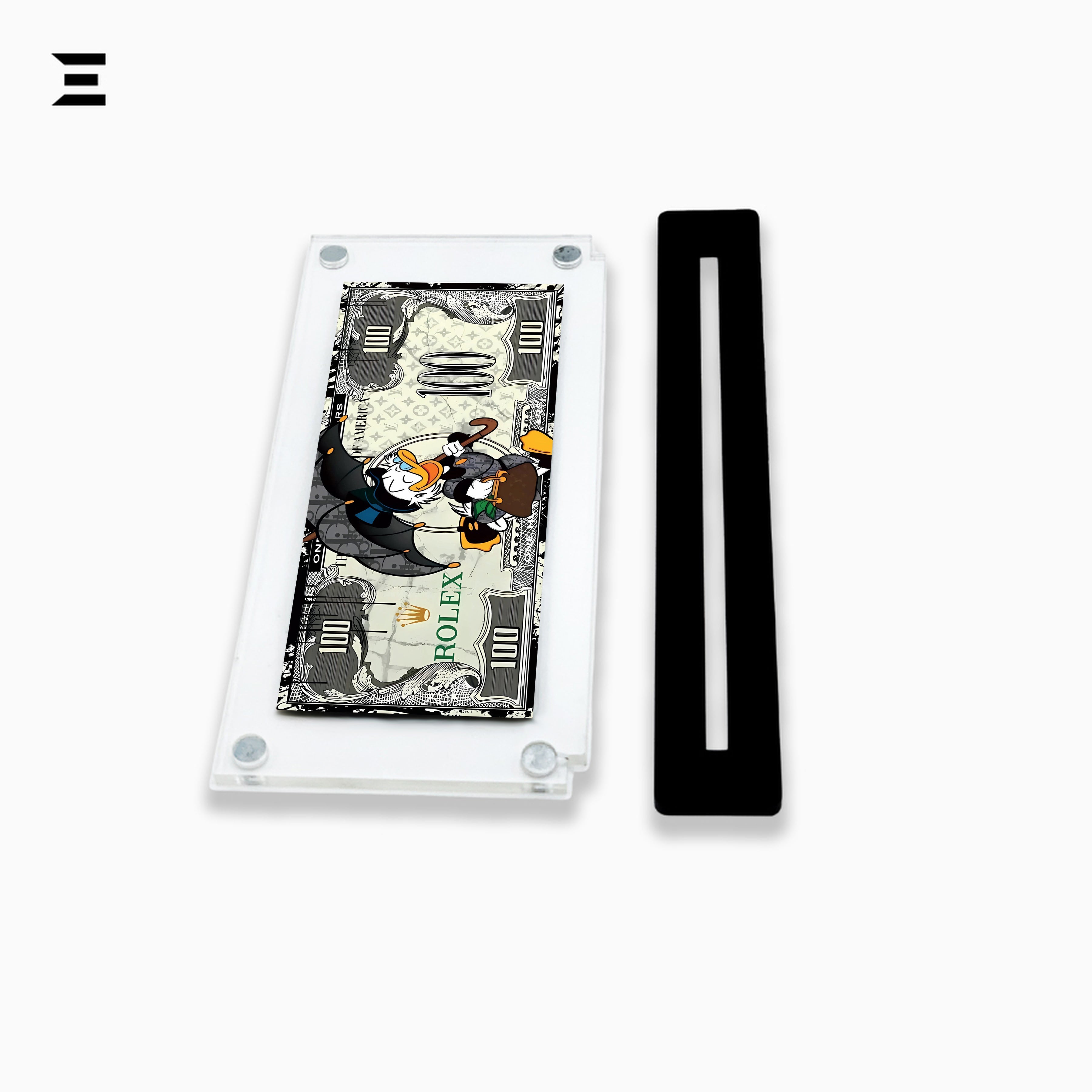 Premium Magnetic Acrylic Frame with Black Base – Scrooge McDuck Rolex Edition IBRELIA