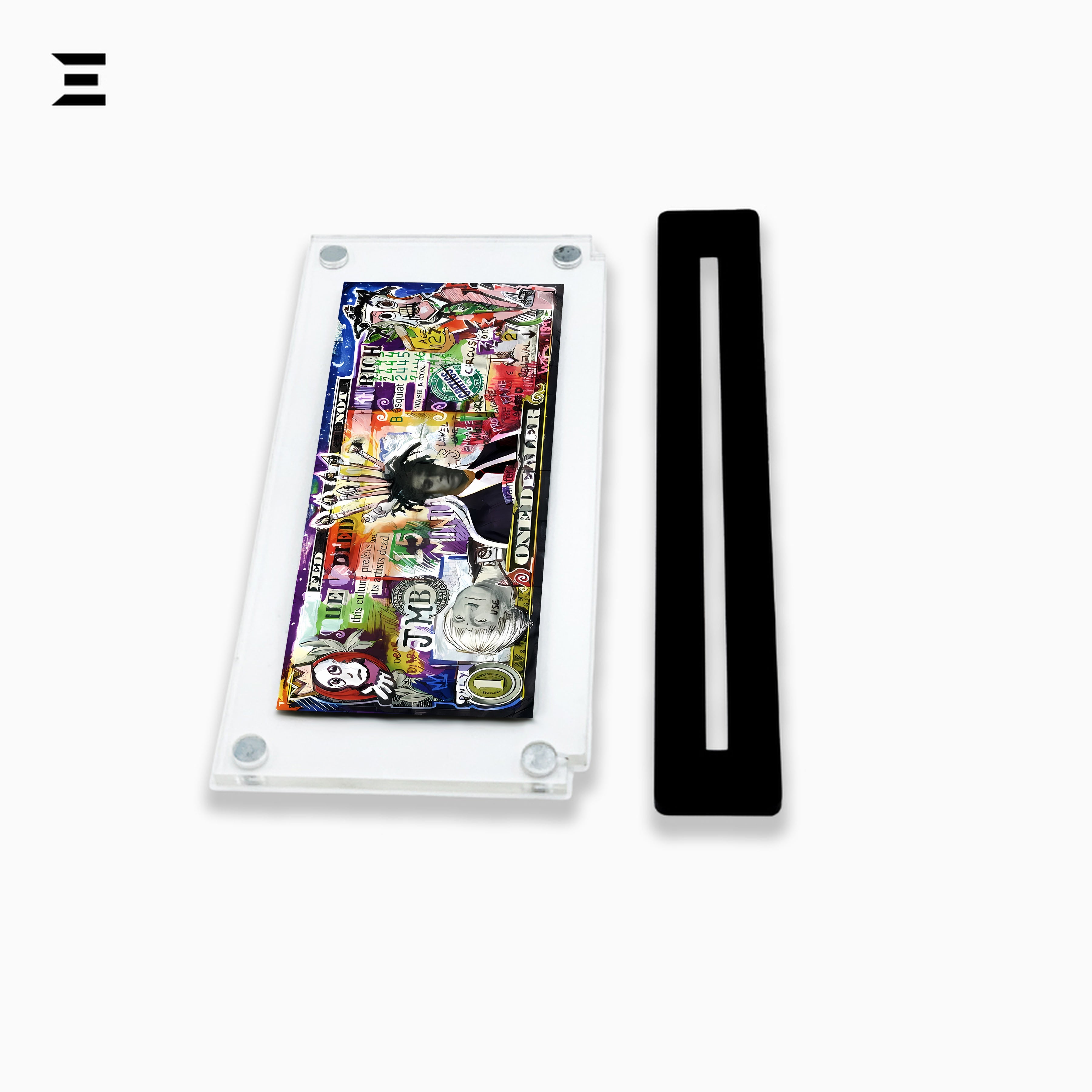 Premium Magnetic Acrylic Frame with Black Base – Jean-Michel Basquiat Pop Art Dollar IBRELIA