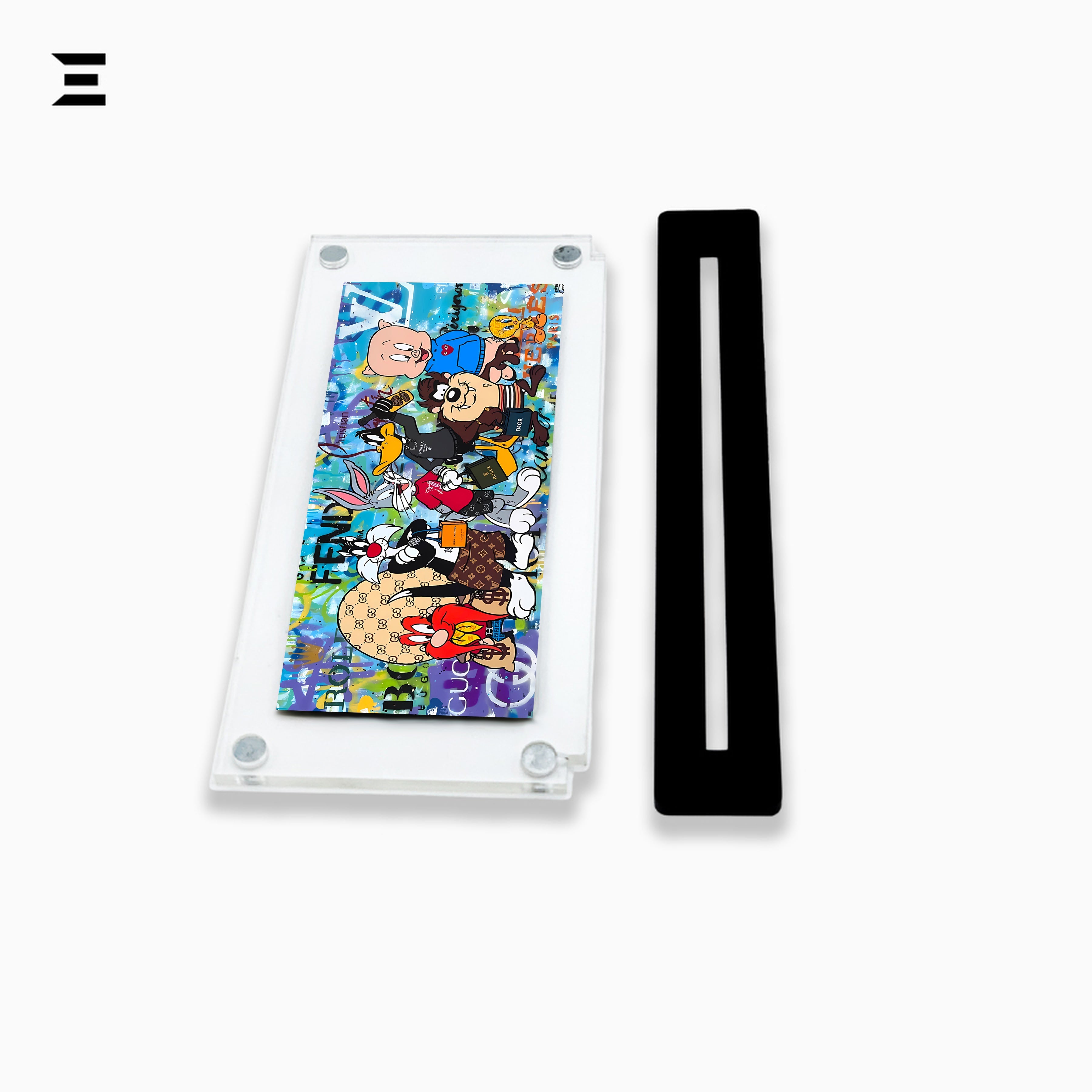 Premium Magnetic Acrylic Frame with Black Base – Looney Tunes Luxury Fashion Pop Art IBRELIA