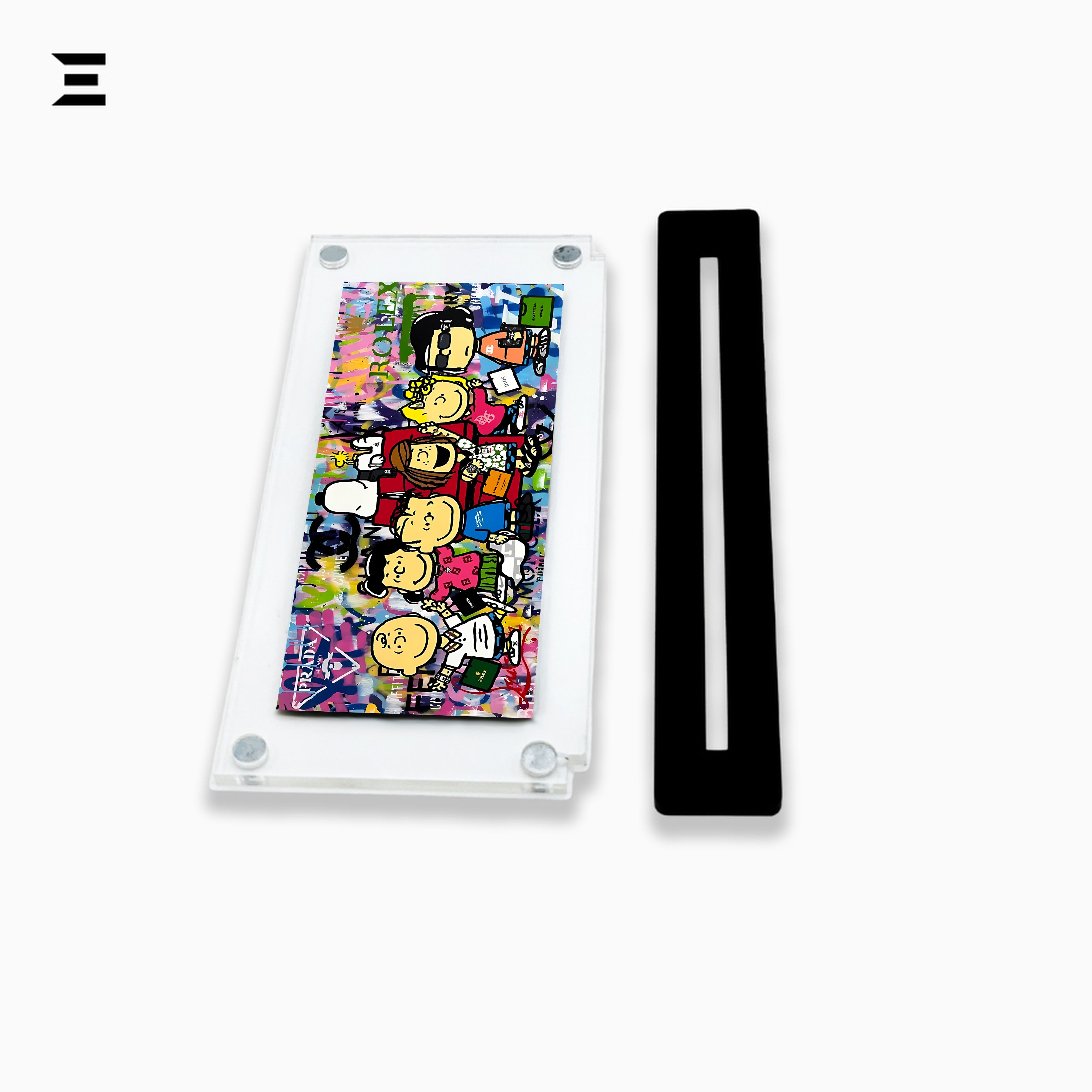 Premium Magnetic Acrylic Frame with Black Base – Charlie Brown & Snoopy Peanuts Luxury Pop Art IBRELIA