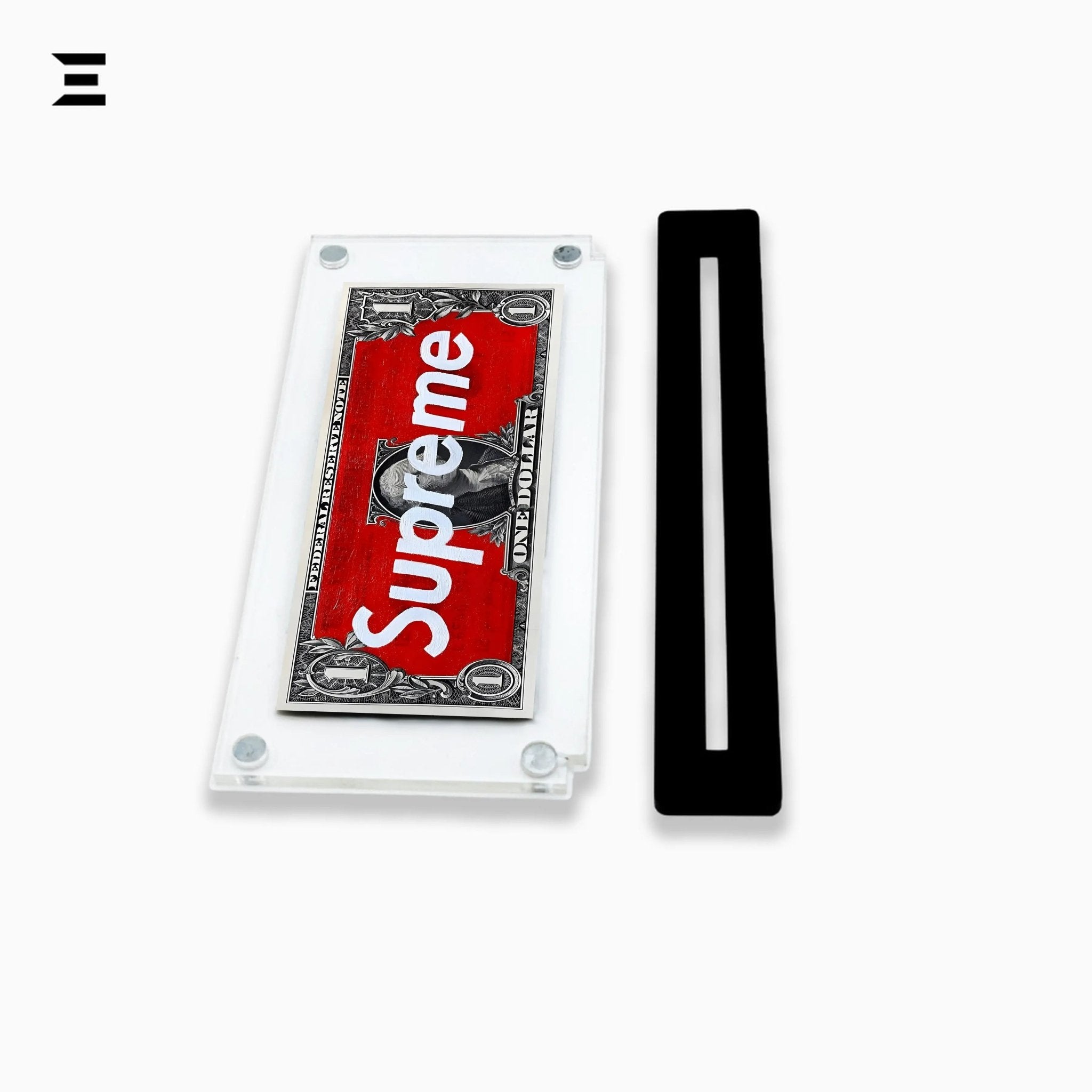 Premium Magnetic Acrylic Frame with Black Base – Supreme $1 Dollar Pop Art - IBRELIA