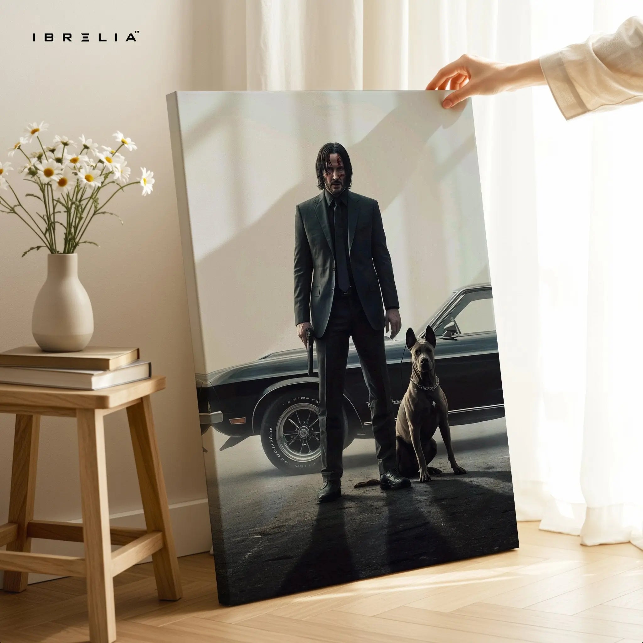 John Wick Dog & Mustang Cinematic 4K Ultra Wrap Frame Wall Art in Pakistan | IBRELIA™ - IBRELIA