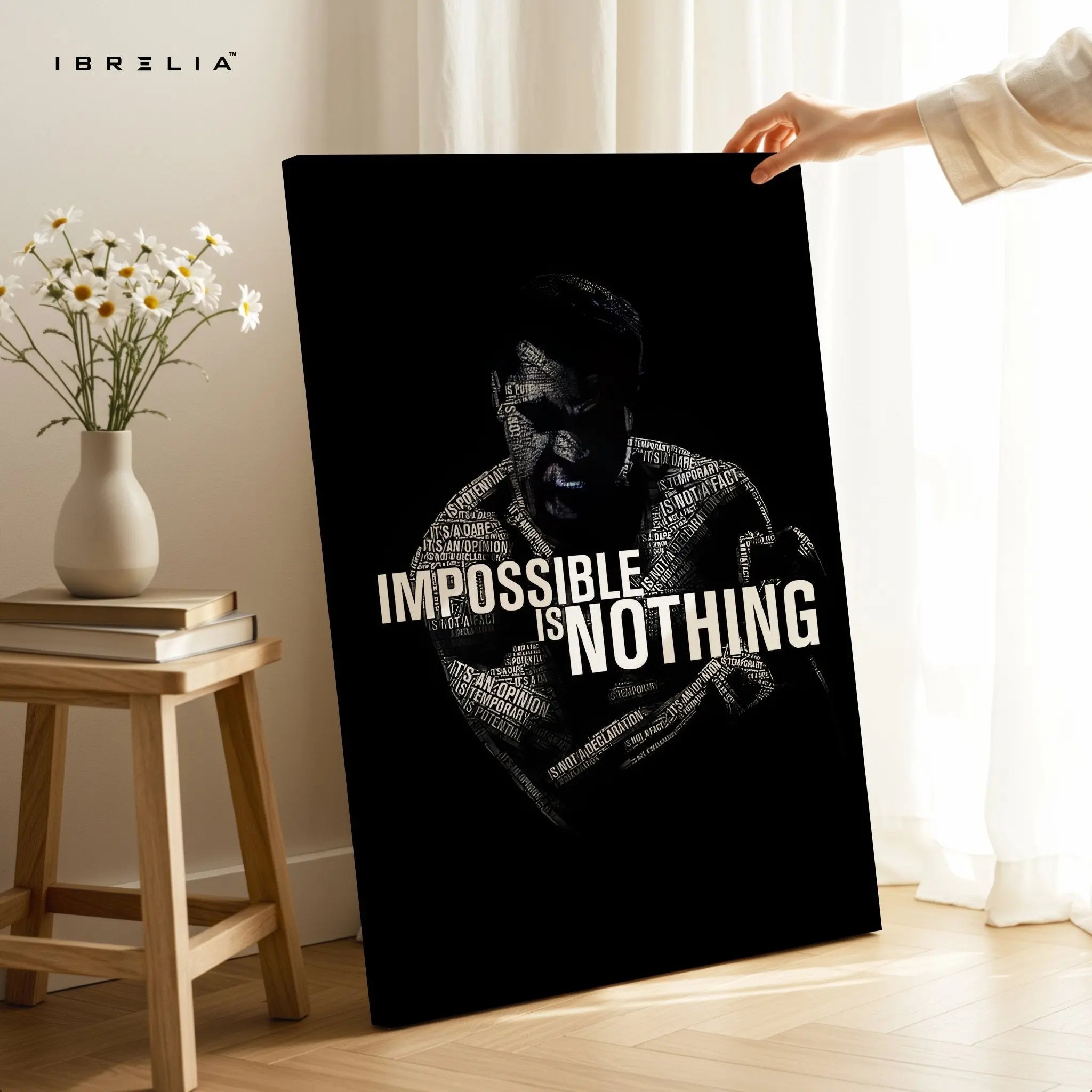 Impossible Is Nothing – Muhammad Ali Typography Wall Frame | 4K Ultra Wrap Frame Wall Art in Pakistan | IBRELIA™ - IBRELIA