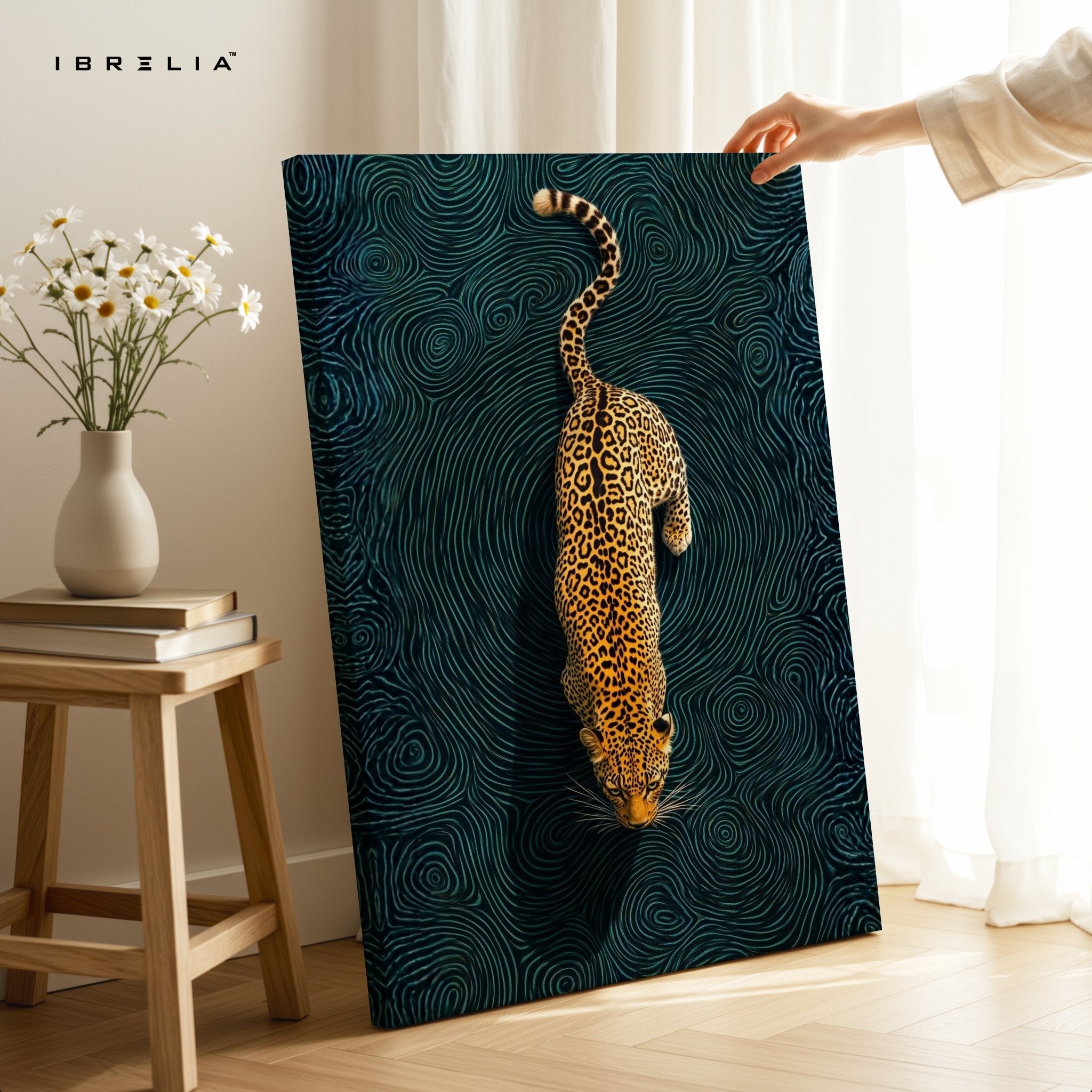Golden Leopard Dive Wall Frame | 4K Ultra Wrap Frame Wall Art in Pakistan | IBRELIA™ - IBRELIA