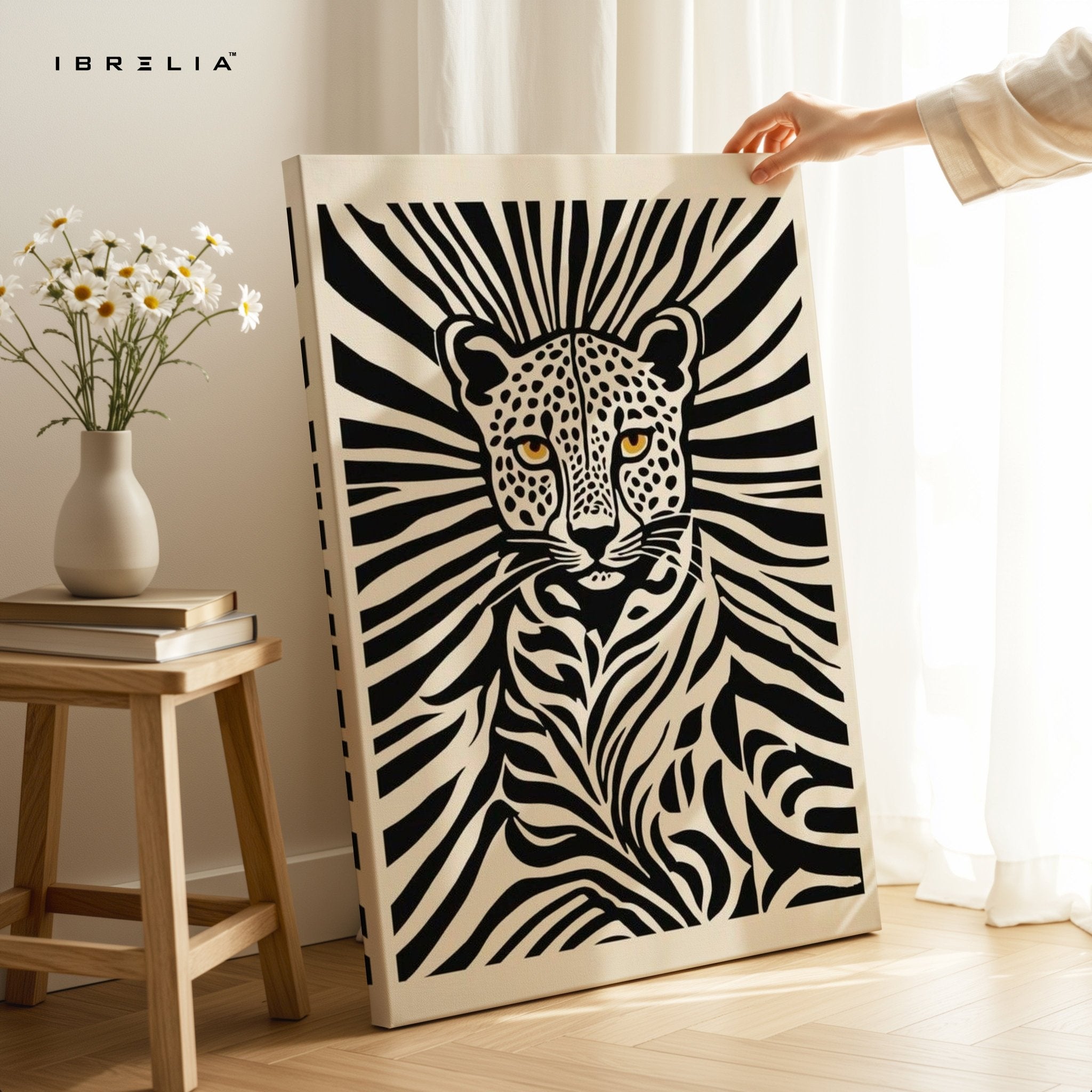 Monochrome Jungle Leopard Wall Frame | 4K Ultra Wrap Frame Wall Art in Pakistan | IBRELIA™ - IBRELIA