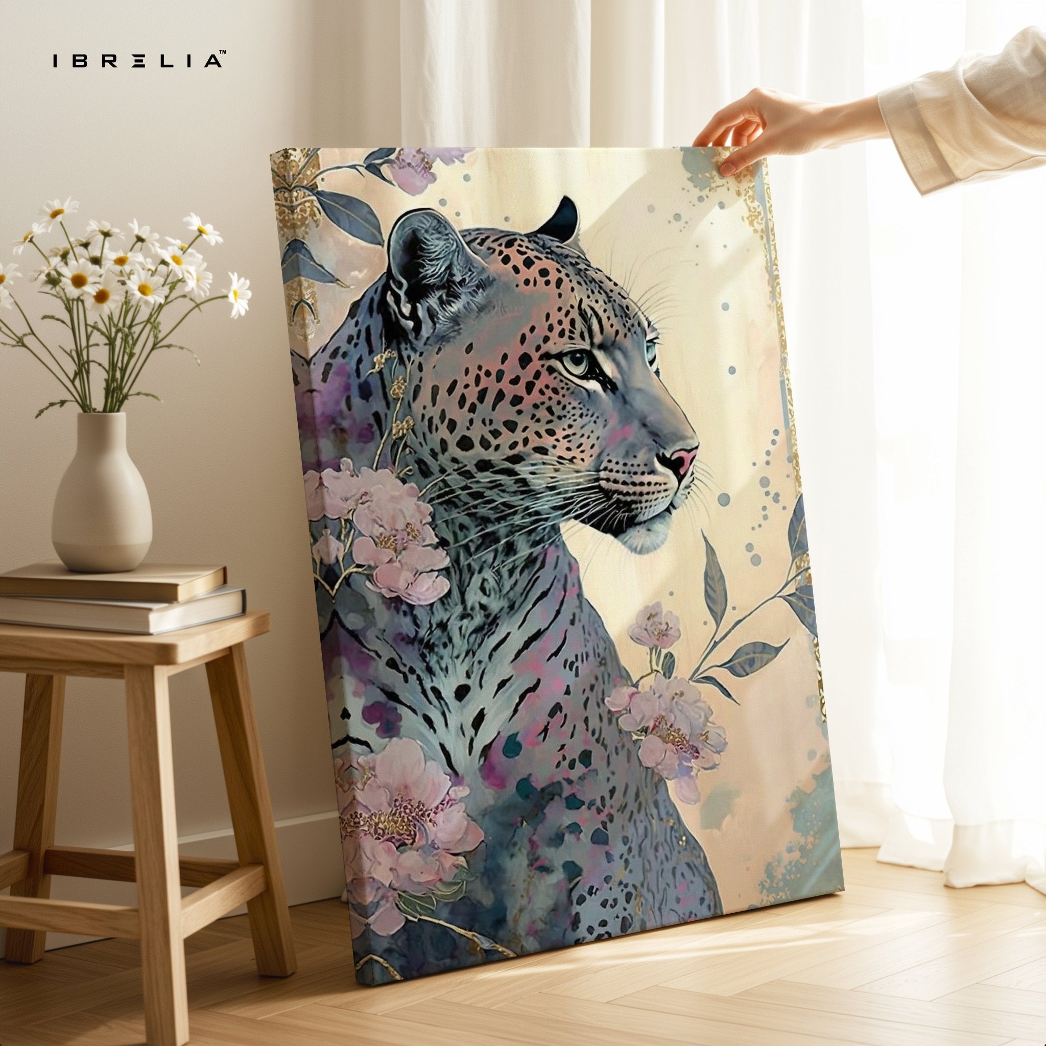 Majestic Floral Leopard Wall Frame | 4K Ultra Wrap Frame Wall Art in Pakistan | IBRELIA™ - IBRELIA