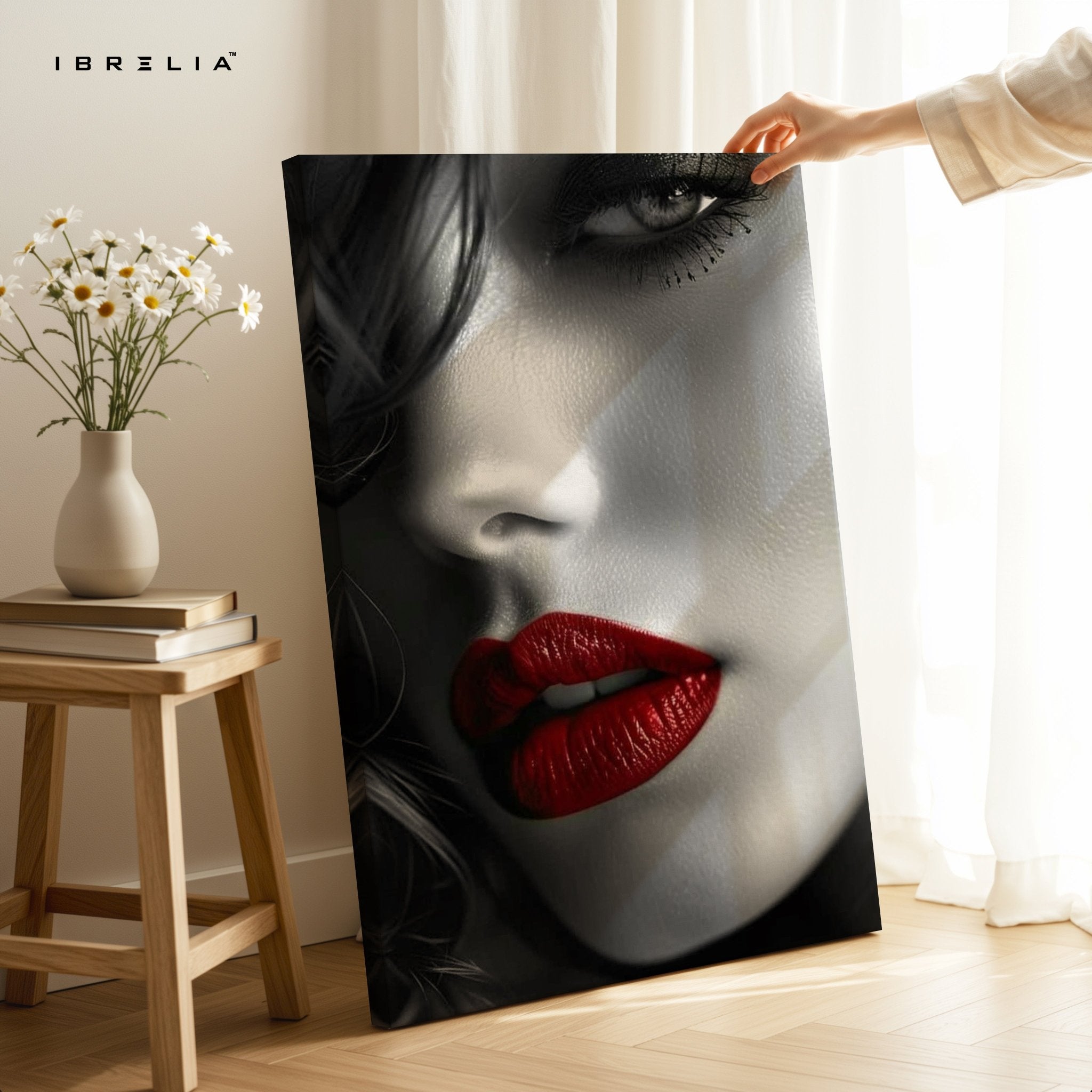Red Lips Noir Wall Frame | 4K Ultra Wrap Frame Wall Art in Pakistan | IBRELIA™ - IBRELIA
