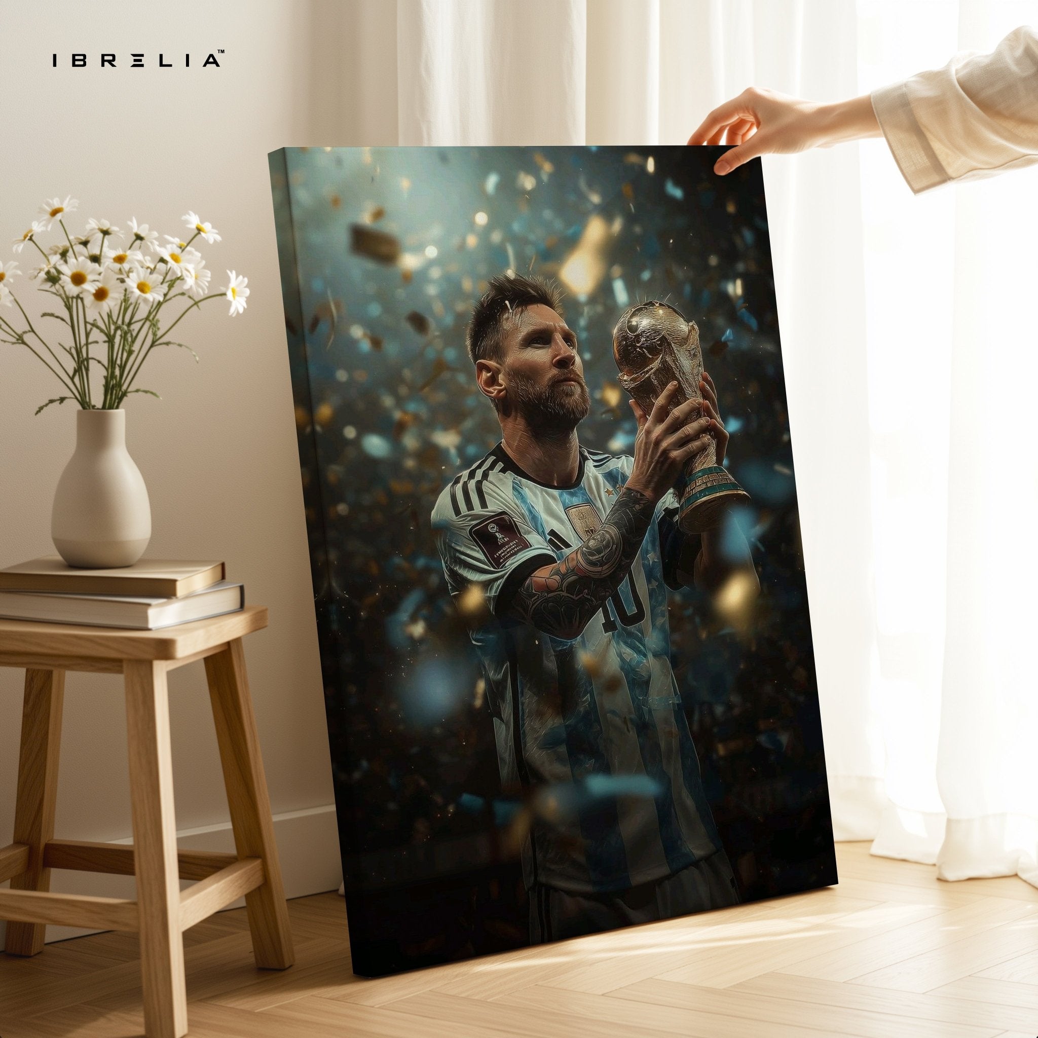 Lionel Messi World Champion Trophy Wall Frame | 4K Ultra Wrap Frame Wall Art in Pakistan | IBRELIA™ - IBRELIA