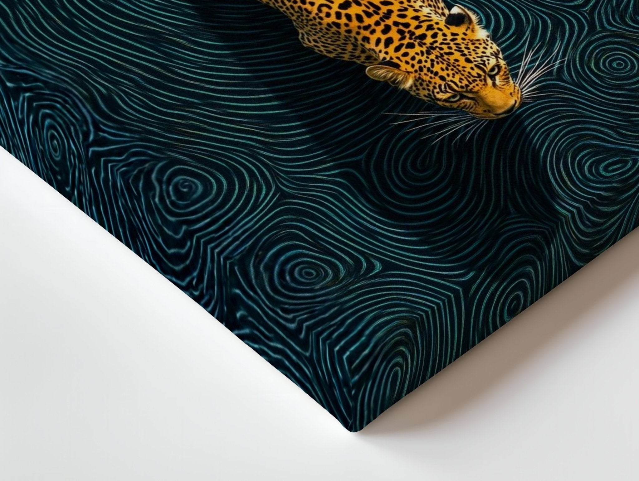 Golden Leopard Dive Wall Frame | 4K Ultra Wrap Frame Wall Art in Pakistan | IBRELIA™ - IBRELIA