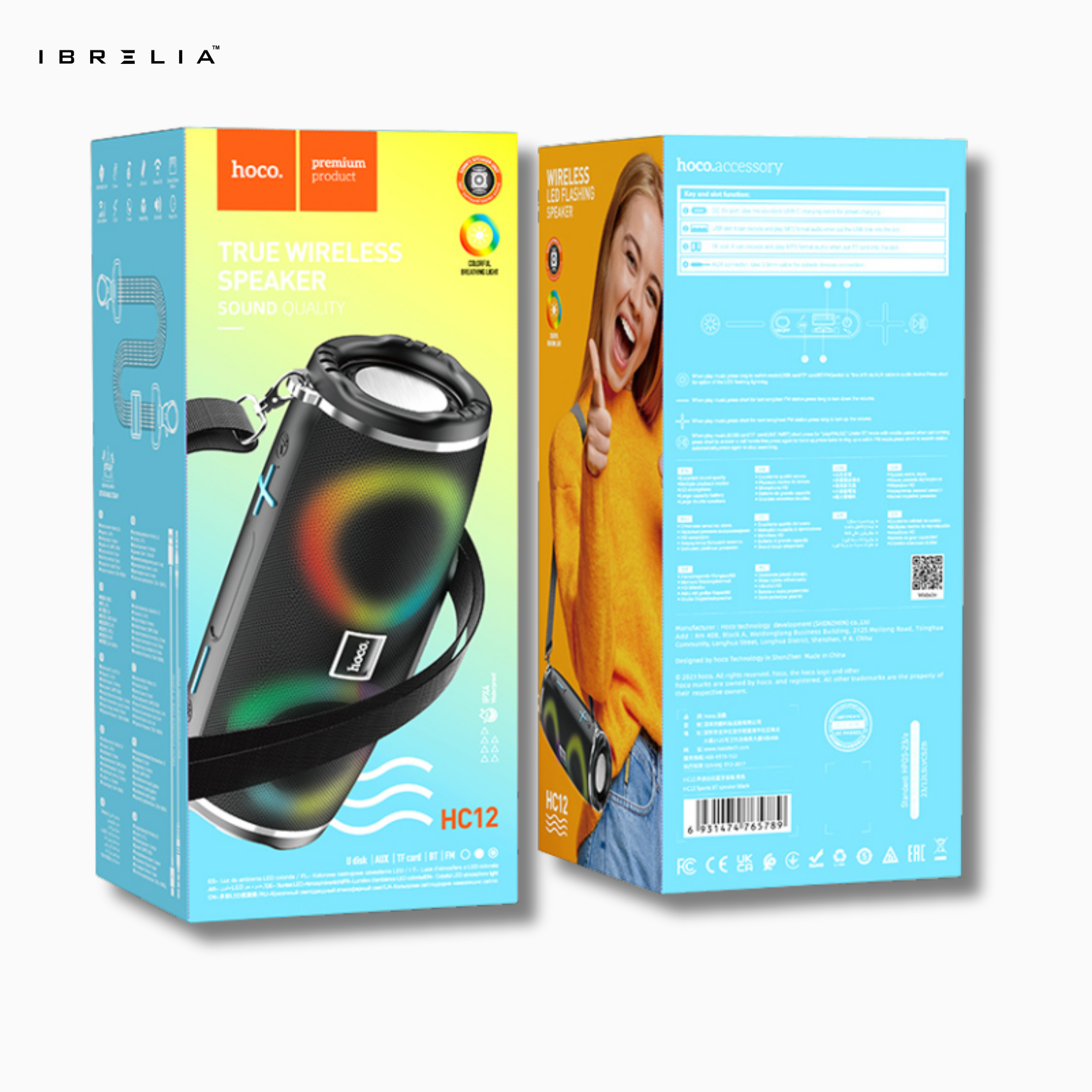 HOCO HC12 Sports BT Speaker – Powerful Dual 5W Portable Wireless Speaker with Colorful Lights | IBRELIA™ IBRELIA