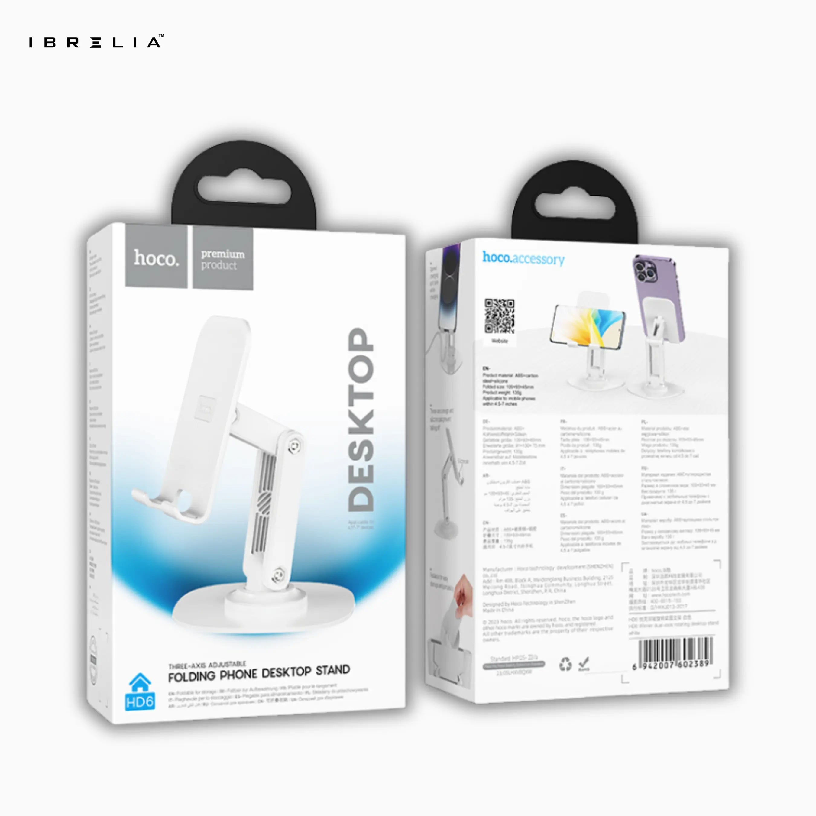 HOCO HD6 Three-Axis Adjustable Folding Phone Desktop Stand (Black/White) – HOCO | IBRELIA™ IBRELIA