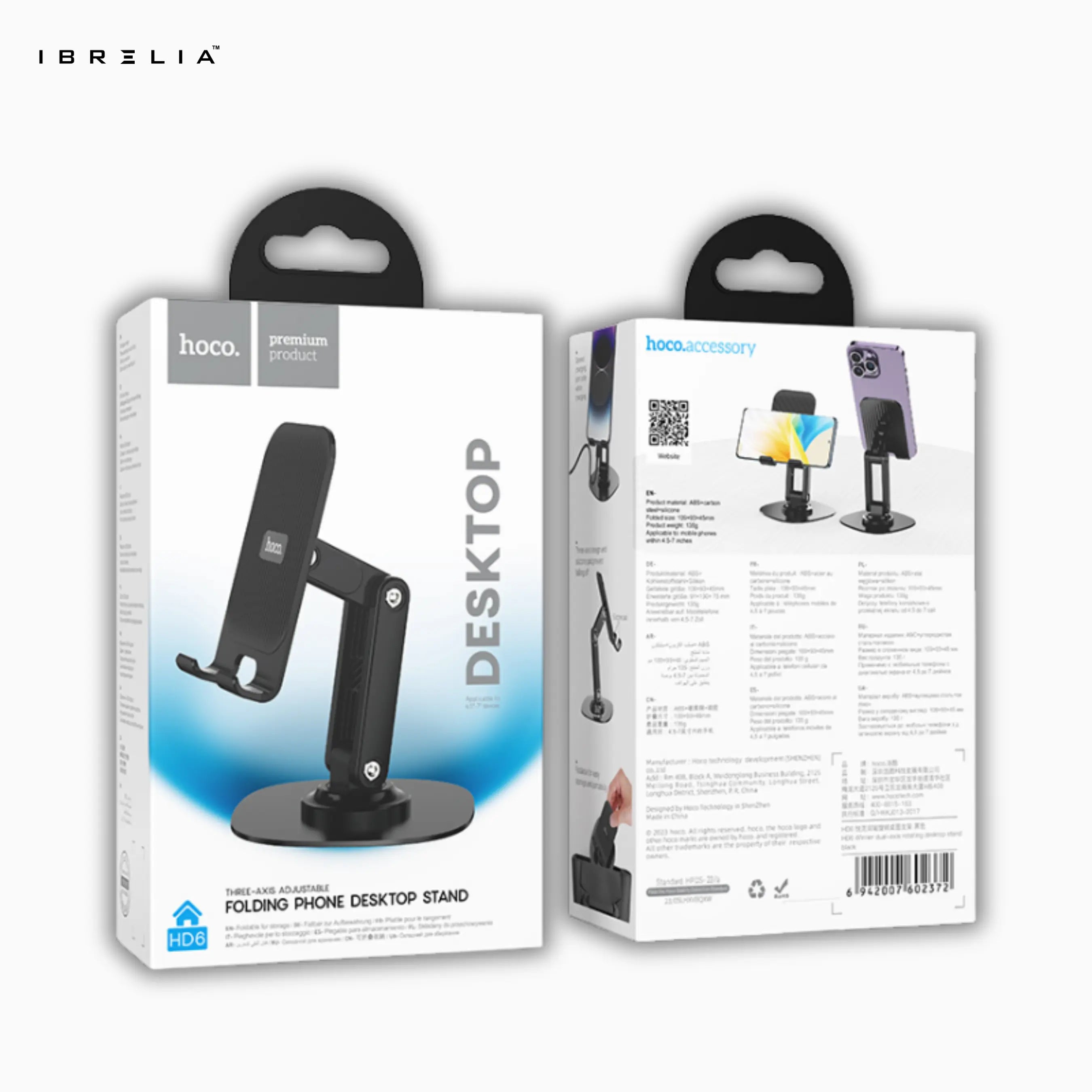 HOCO HD6 Three-Axis Adjustable Folding Phone Desktop Stand (Black/White) – HOCO | IBRELIA™ IBRELIA