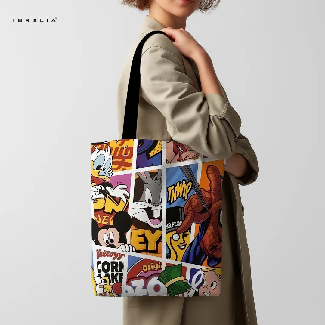 IBRELIA™ Cartoon Pop Culture Tote Bag – Premium Comic Style Designer Tote IBRELIA