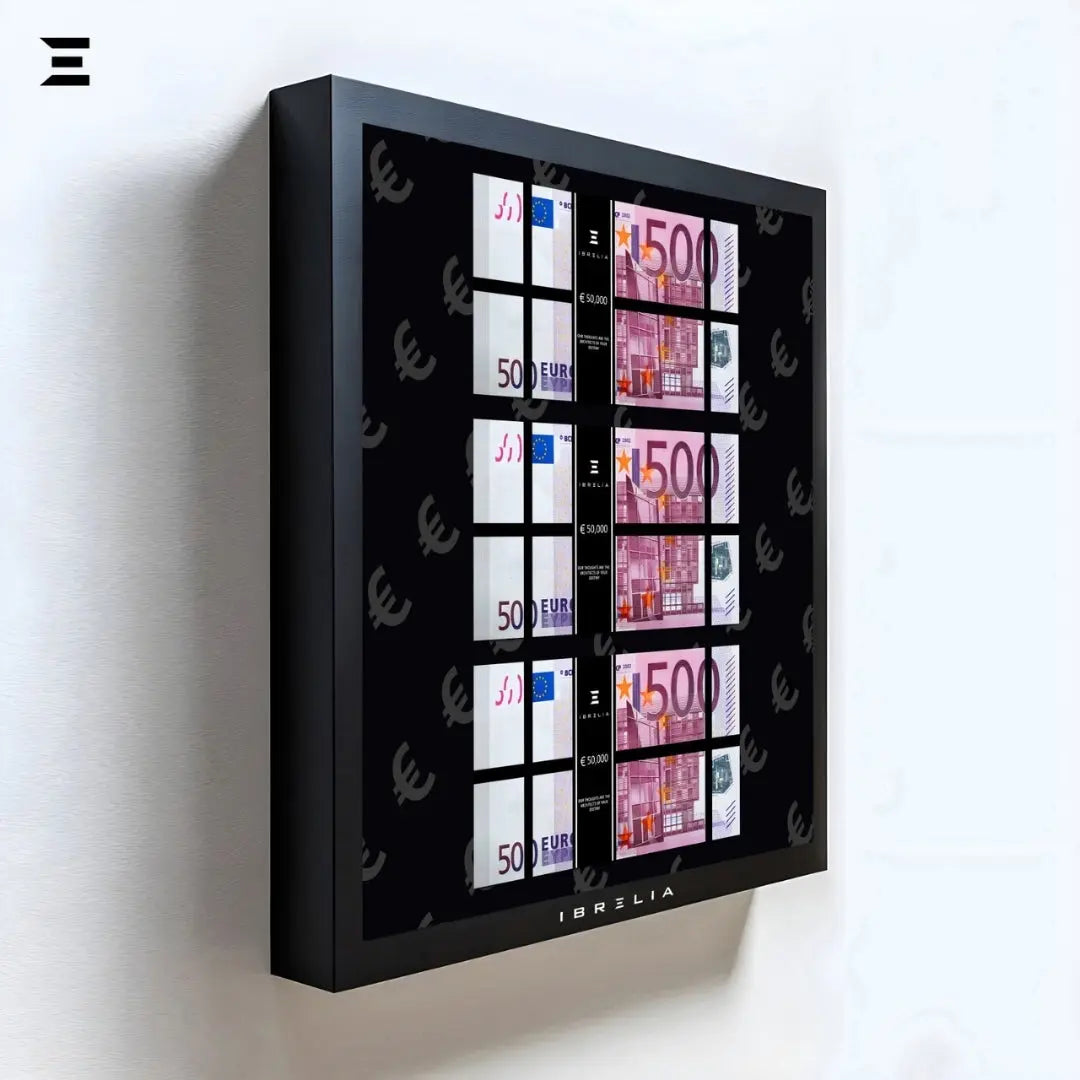 IBRELIA™ 3D Euro Money Frame – €500 Stacks | Premium 12x12 Luxury Acrylic Display Frame IBRELIA