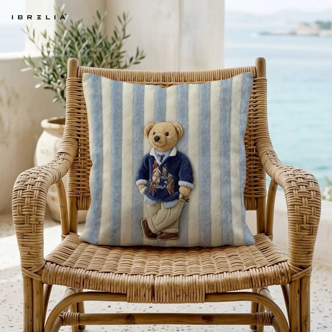 Cute Teddy Bear Cushion – 15x15 Inch Decorative Pillow | Kids Room Cushion | Double-Sided Print | Premium Fibre Filling | IBRELIA™ IBRELIA