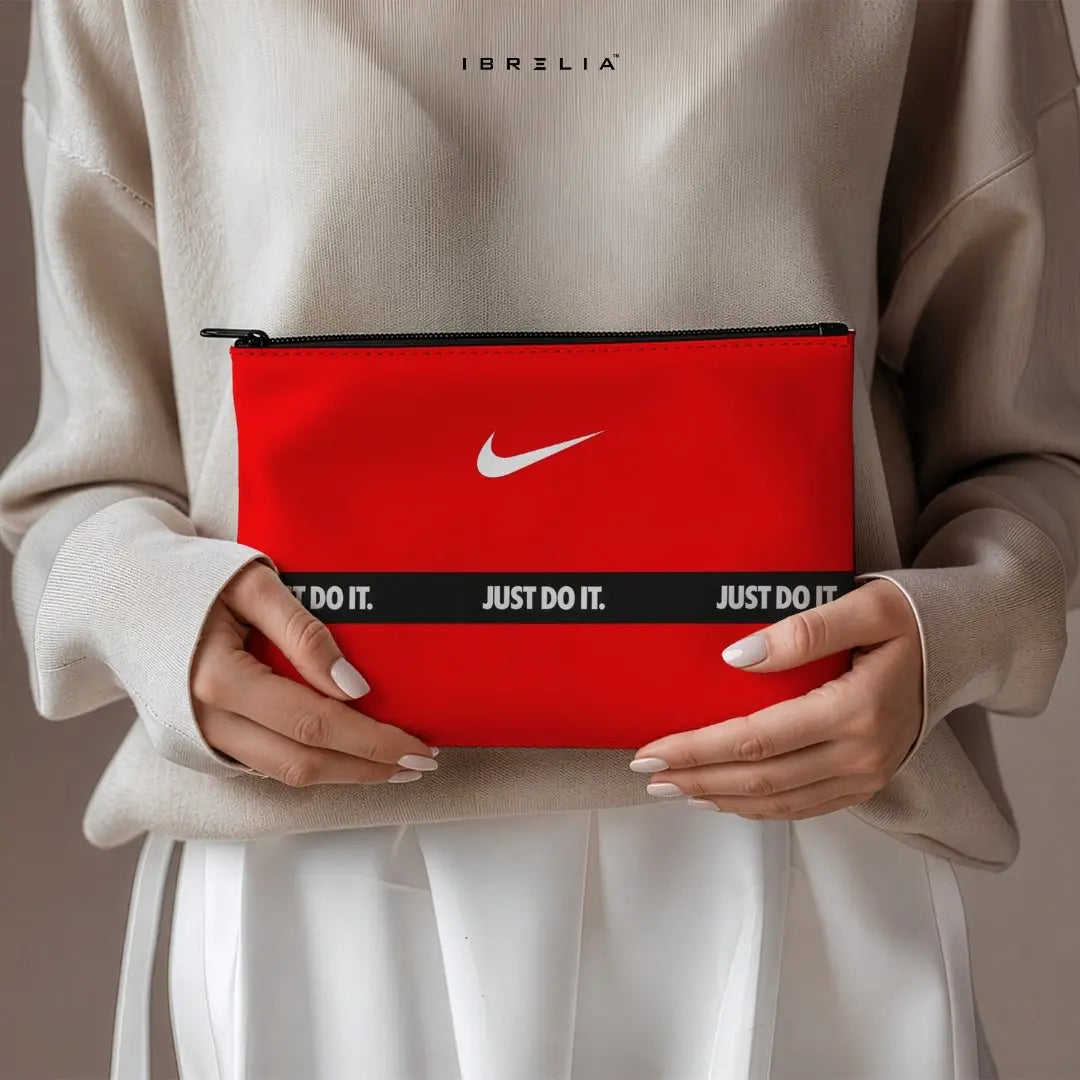 Swoosh Statement Makeup & Pencil Pouch – Double-Sided Print – IBRELIA™