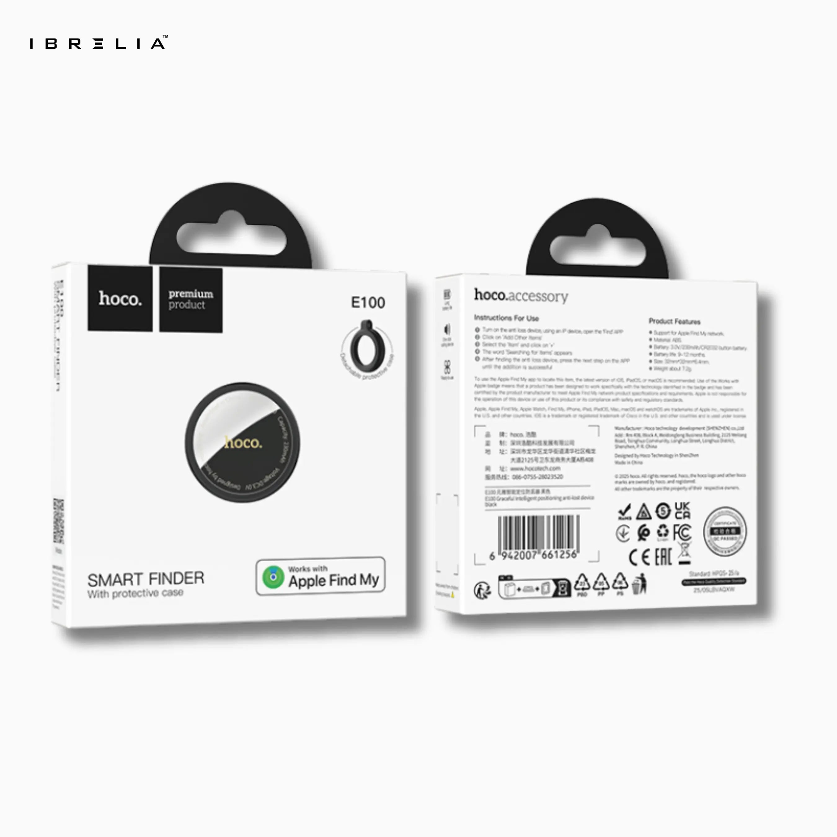 HOCO E100 Smart Finder – Works with Apple Find My | Anti-Lost Tracker with Protective Case | IBRELIA™ IBRELIA