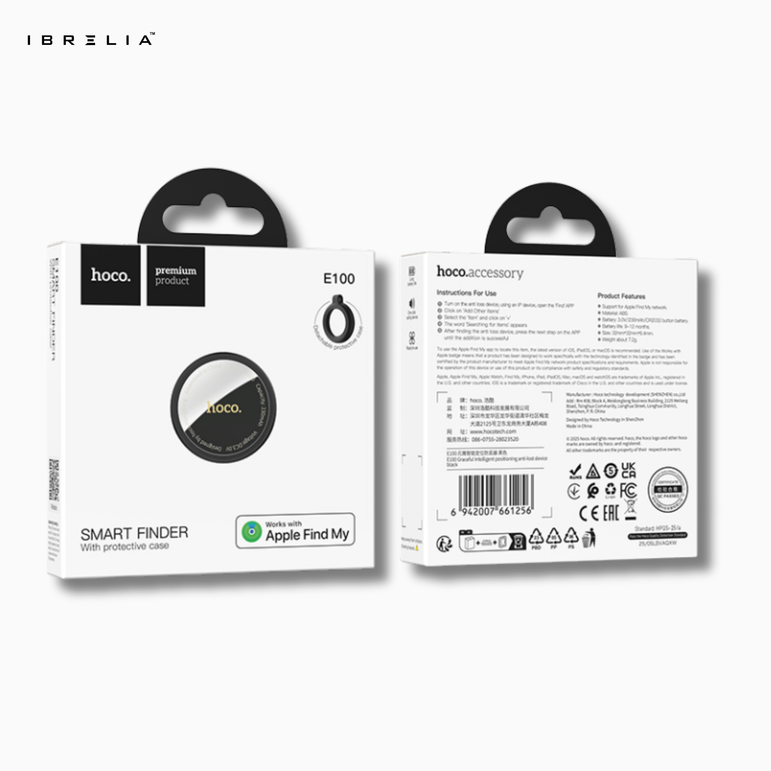 HOCO E100 Smart Finder – Works with Apple Find My | Anti-Lost Tracker with Protective Case | IBRELIA™ IBRELIA