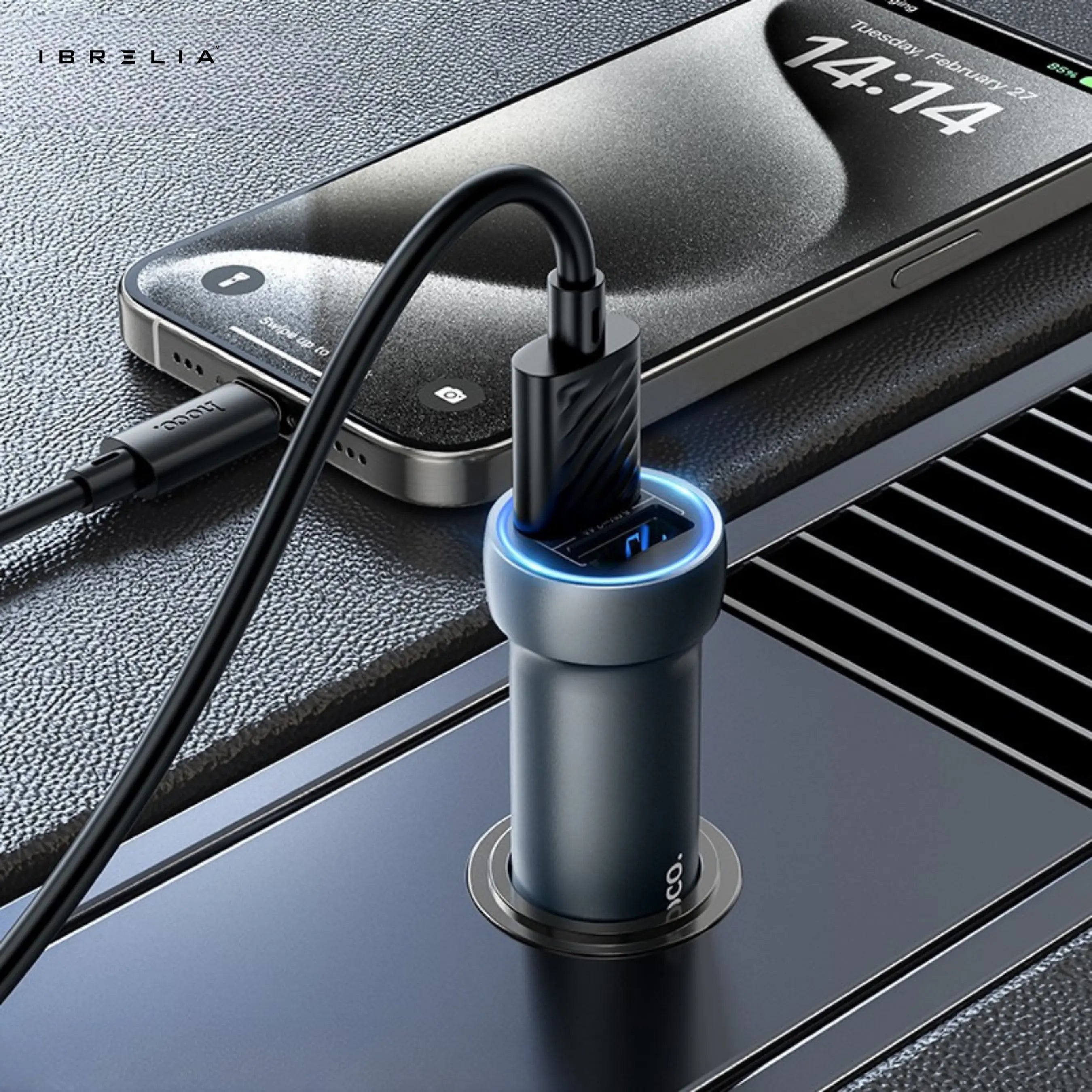 HOCO Z54 Prosperous 15.5W Extended Metal Dual-Port Car Charger | IBRELIA™ IBRELIA