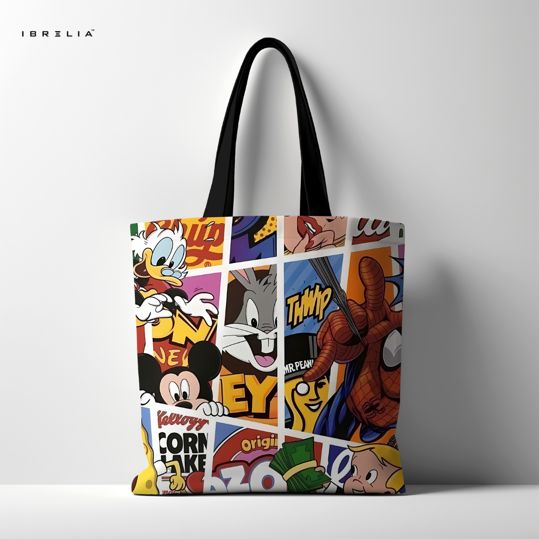 IBRELIA™ Cartoon Pop Culture Tote Bag – Premium Comic Style Designer Tote IBRELIA
