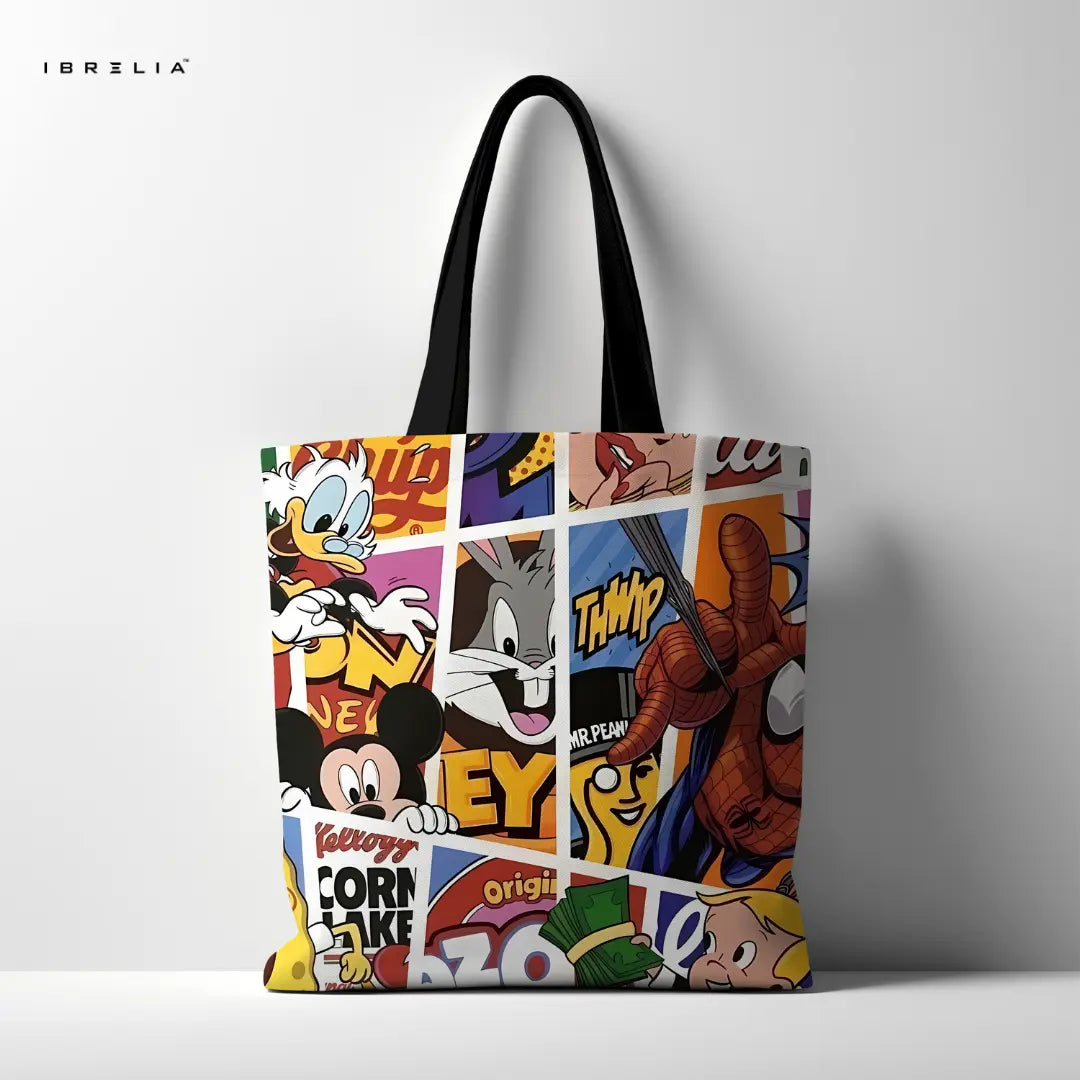 IBRELIA™ Cartoon Pop Culture Tote Bag – Premium Comic Style Designer Tote IBRELIA